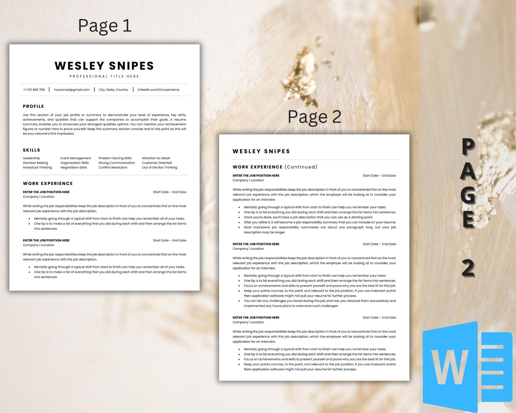 Editable CV template with modern layout and icons