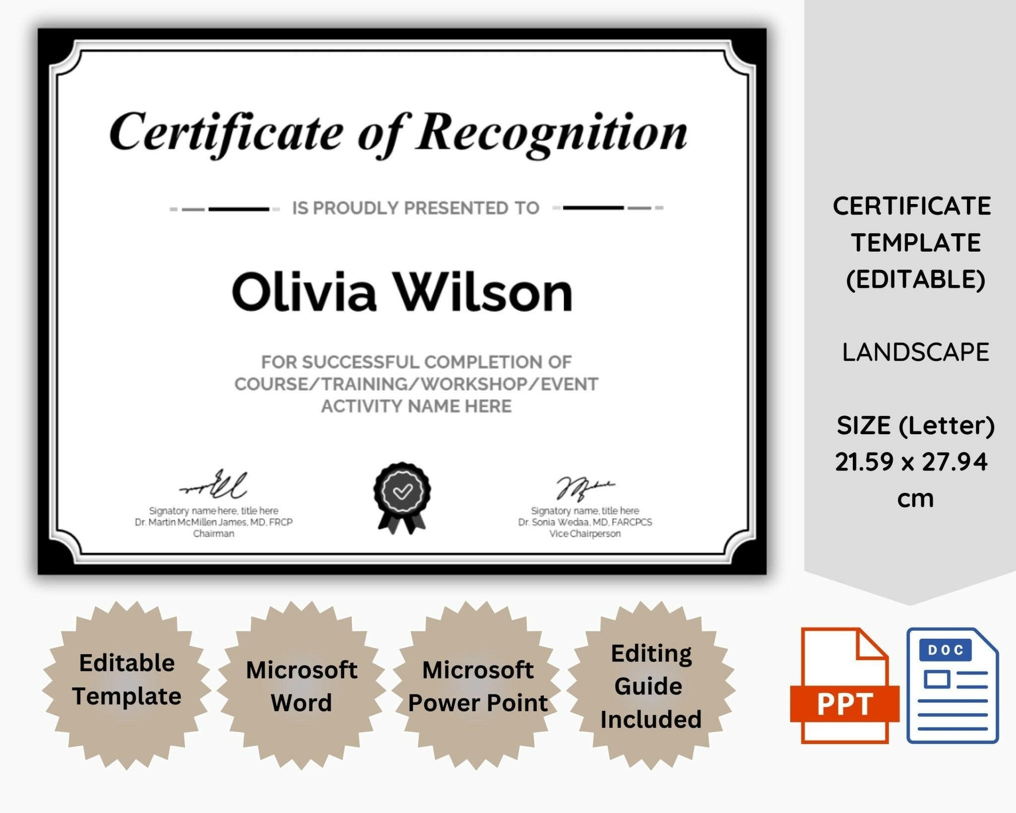 Minimalist editable certificate template mockup with business award