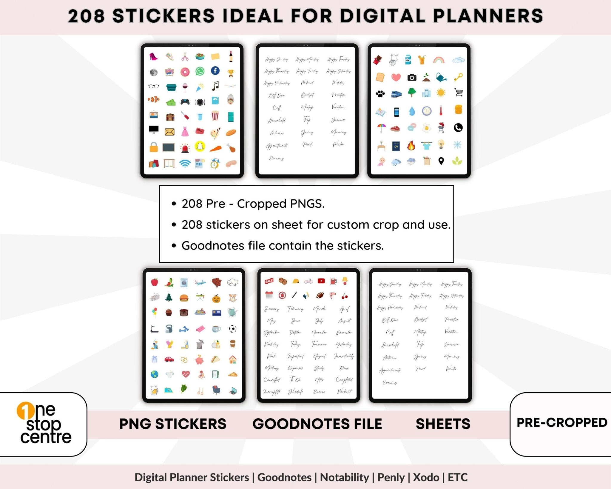 Everyday use word icon stickers for productivity apps
