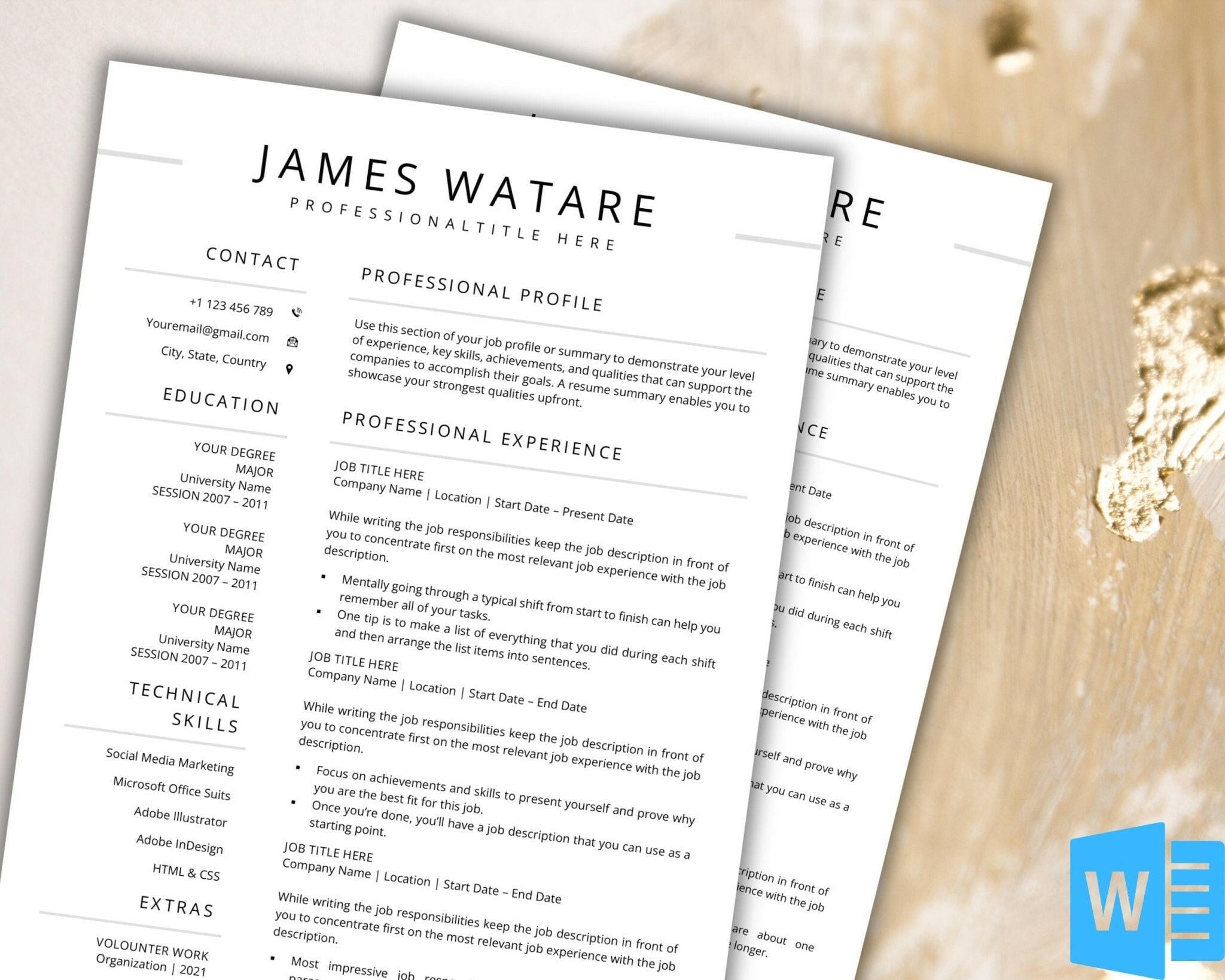 Resume cover letter template with matching design