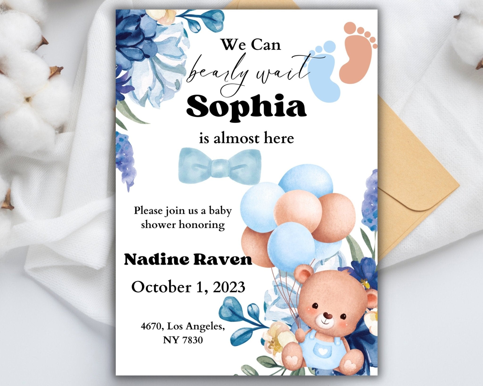 Editable Canva baby shower invite