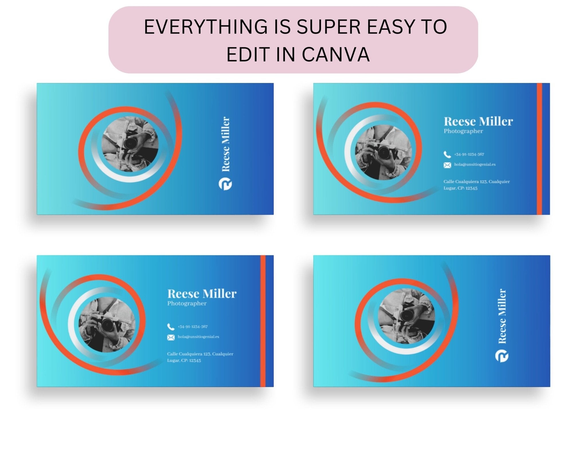 Business card template with social media icons