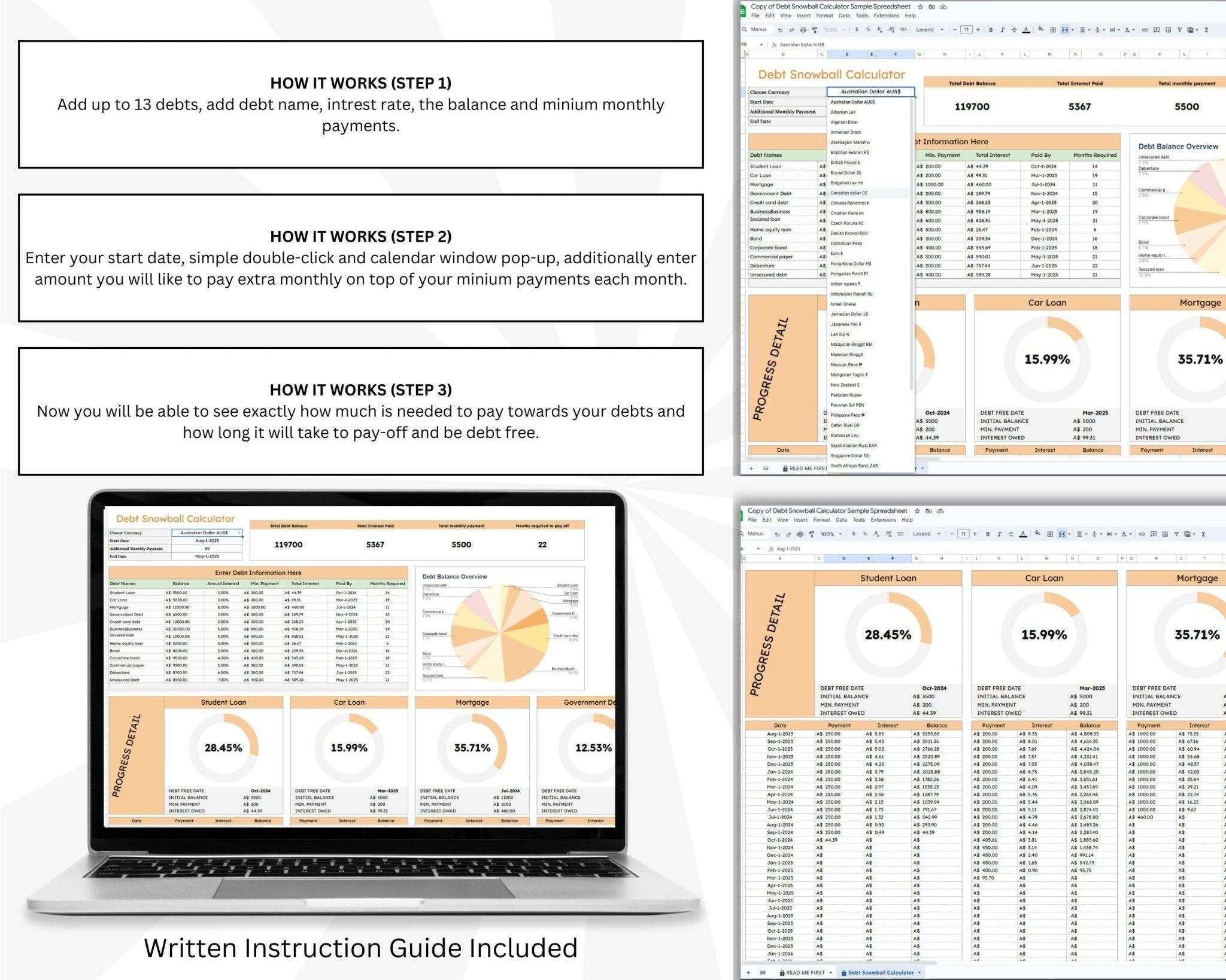 Payoff schedule calculator spreadsheet for budgeting