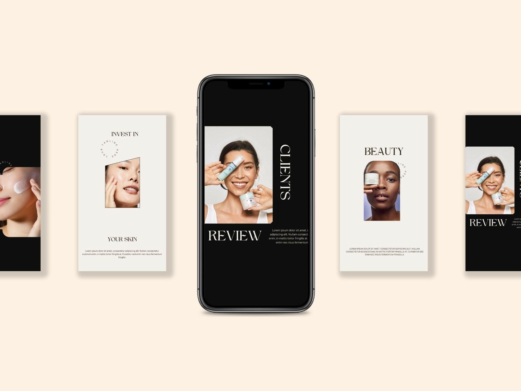 Editable Canva templates for skincare promotions and quotes