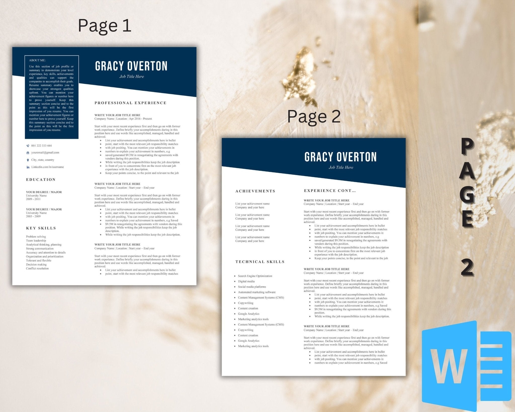 1 to 3-page resume with cover letter and references