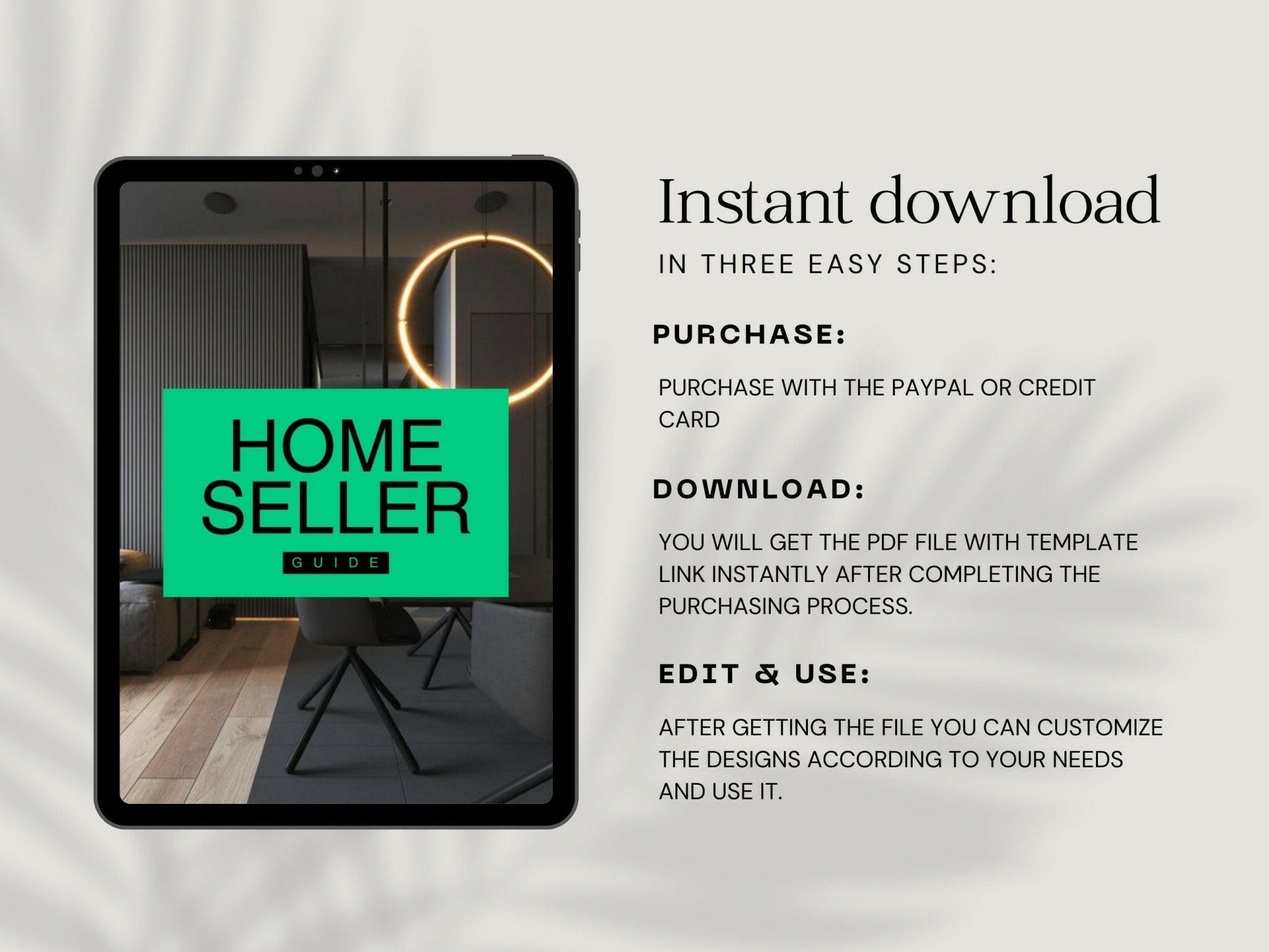 Home seller guide with easy-to-edit text, colors, and fonts