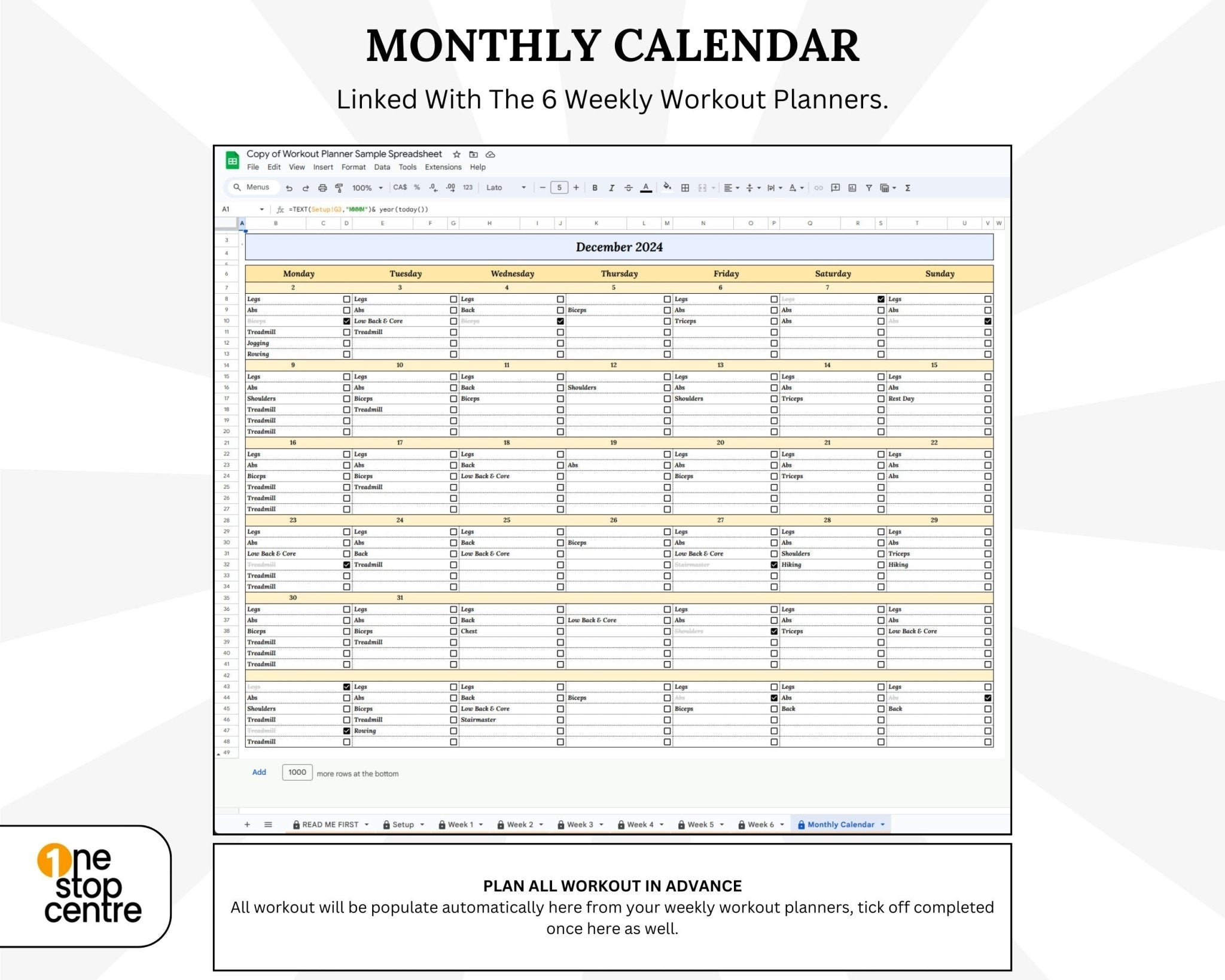 Editable workout tracker spreadsheet for personal trainers and athletes
