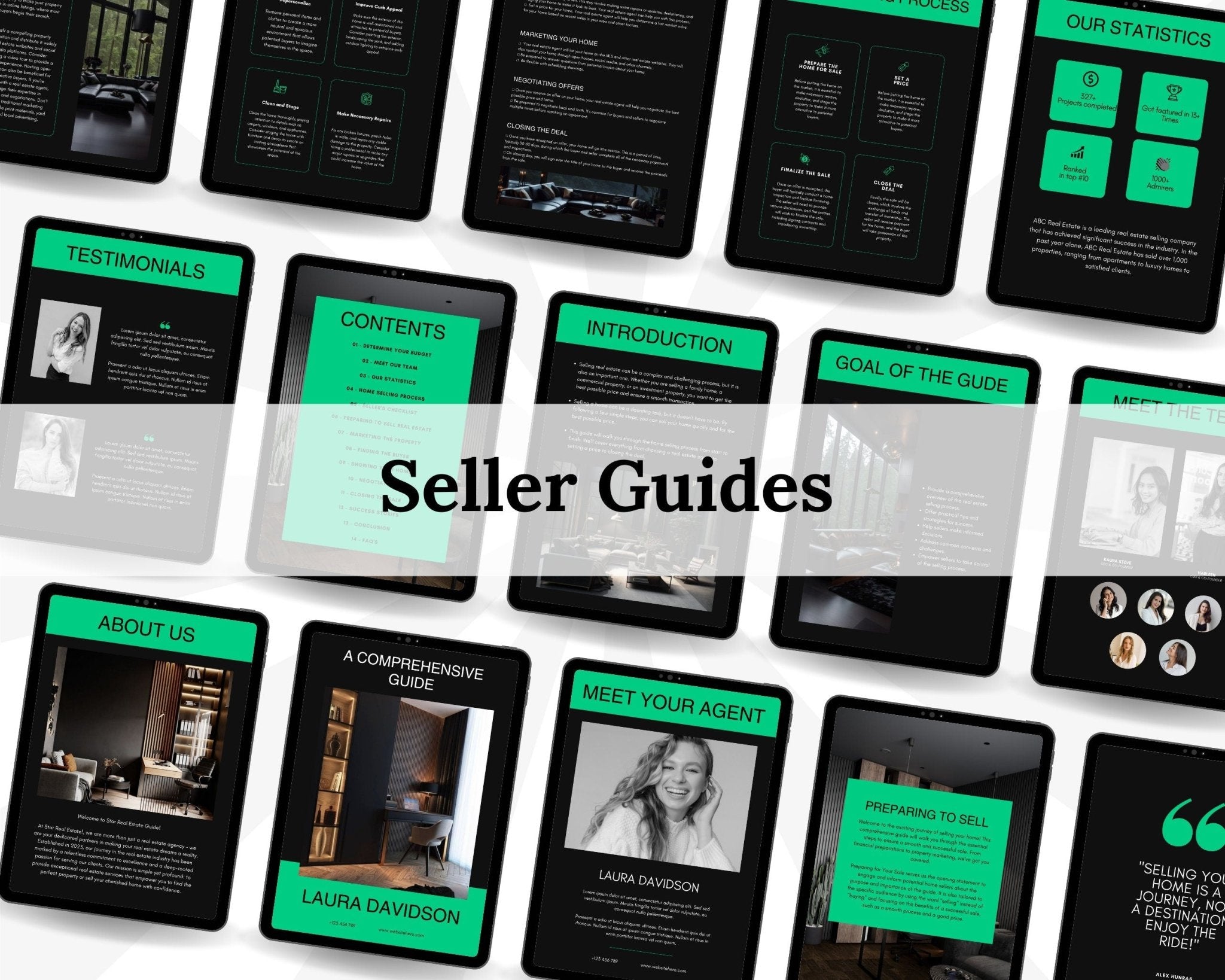 49-page real estate template bundle flat lay