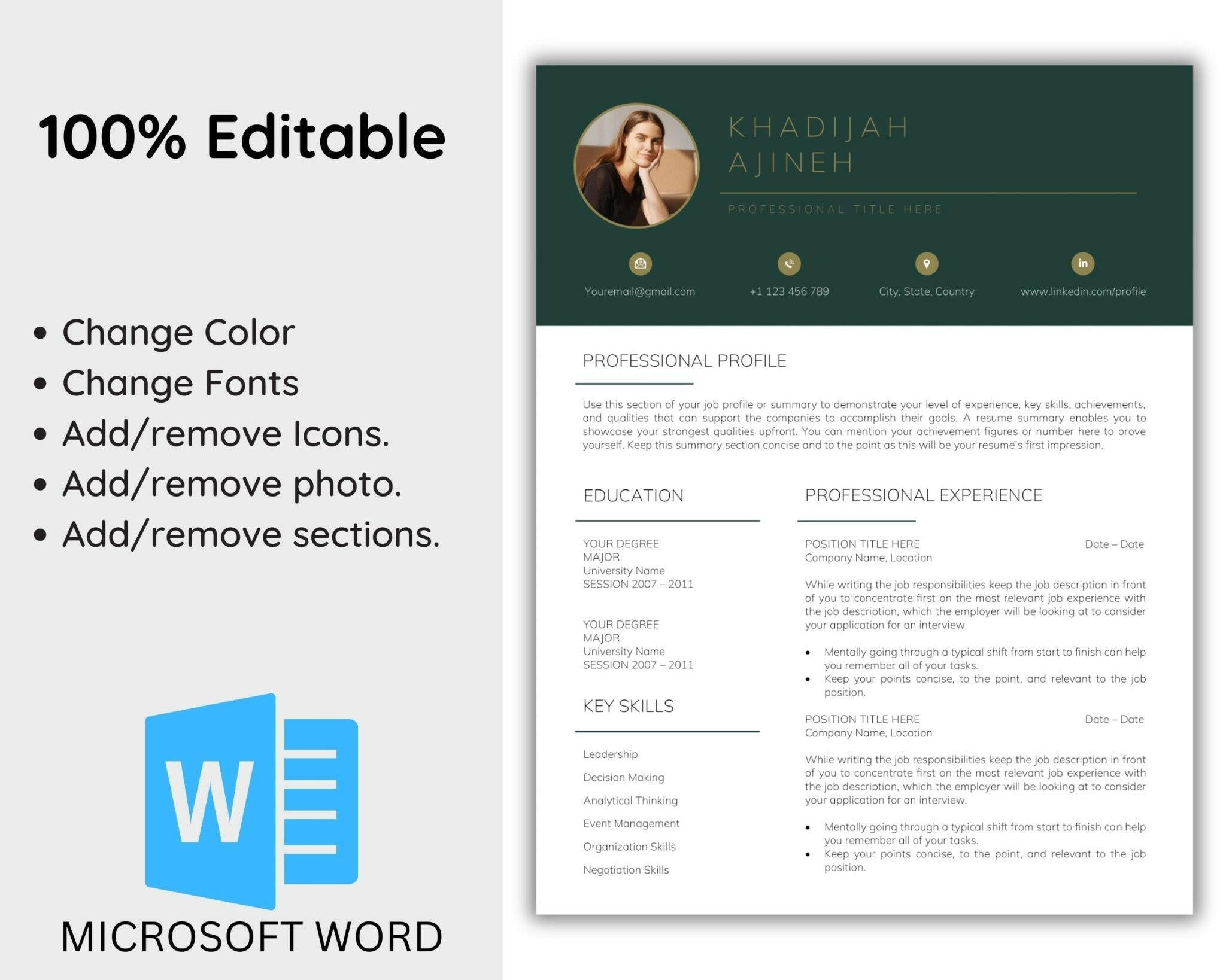 Resume Template with 150+ Social Media Icons