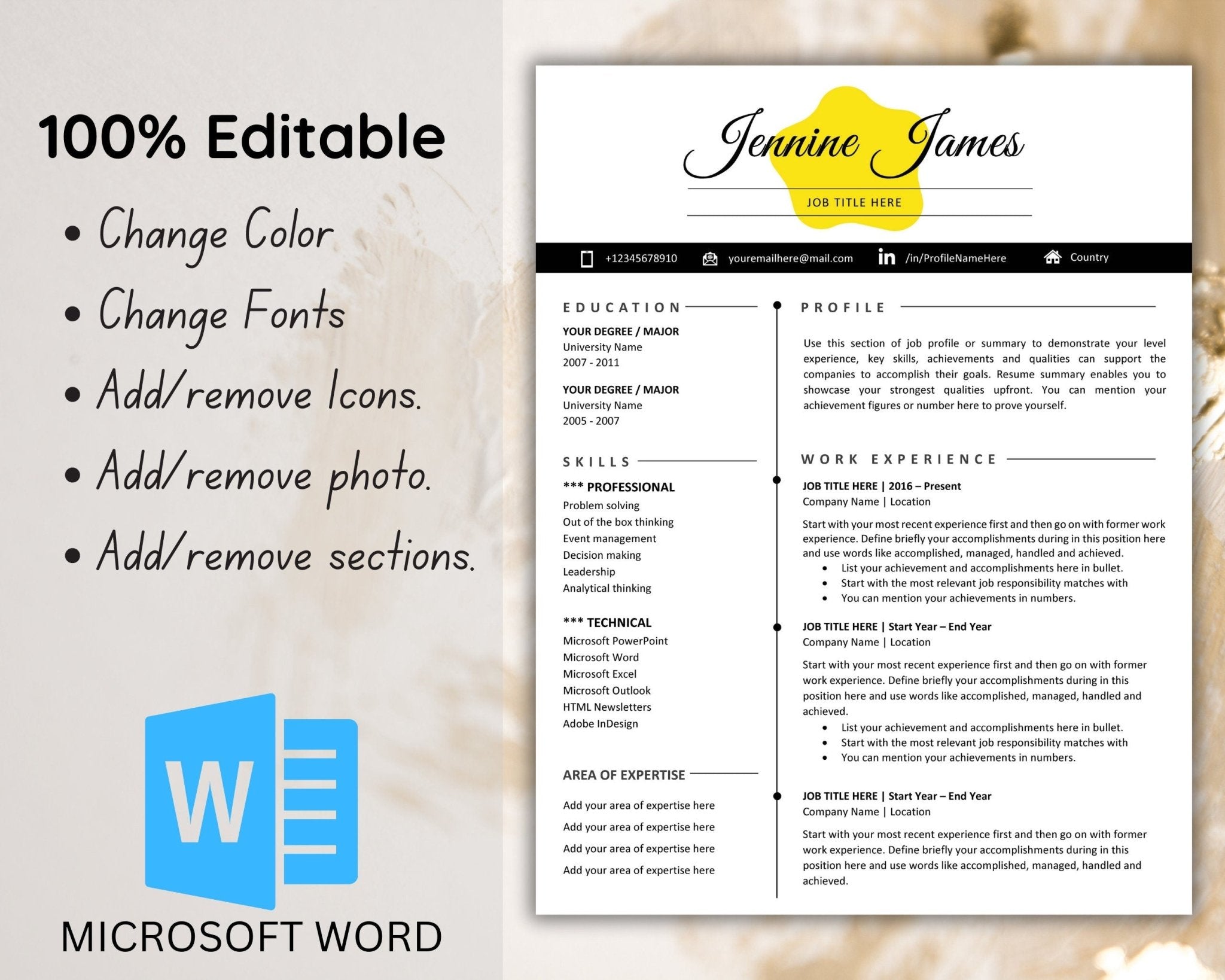 Word Resume Template – Clean and Simple Style