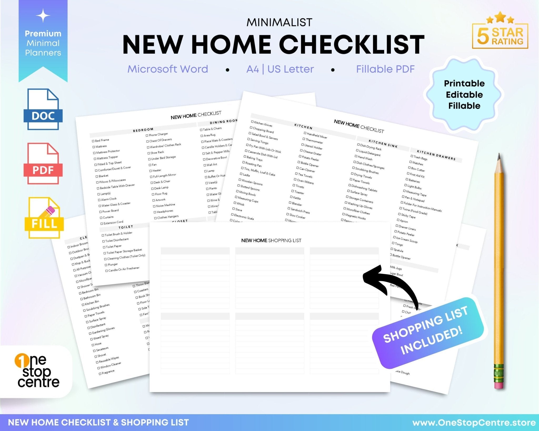 Editable new home checklist template