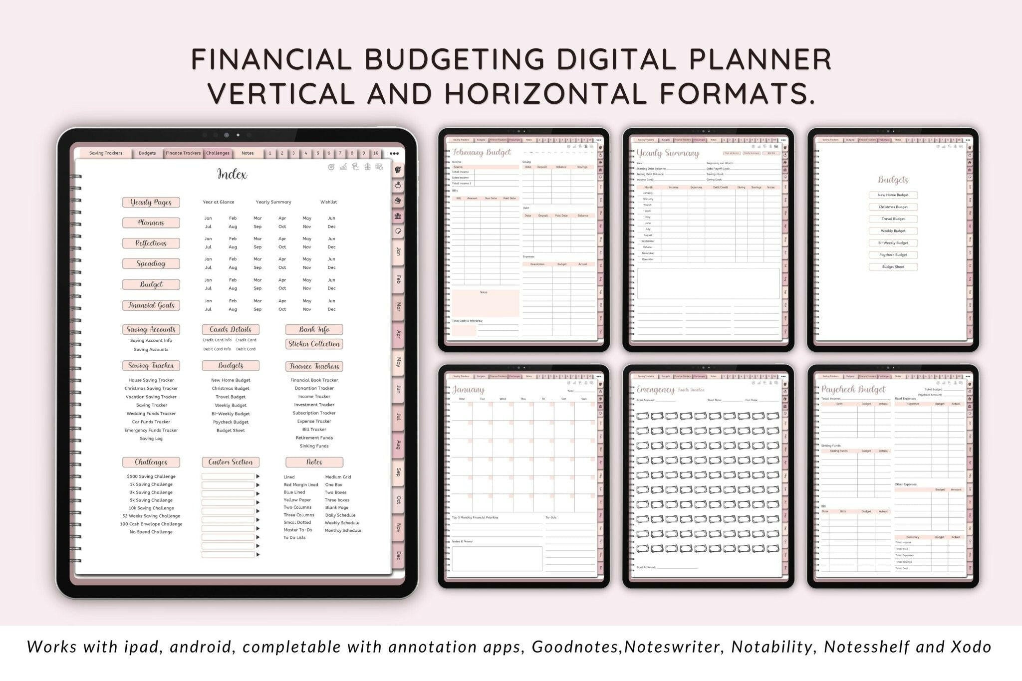 monthly budget template on tablet screen"