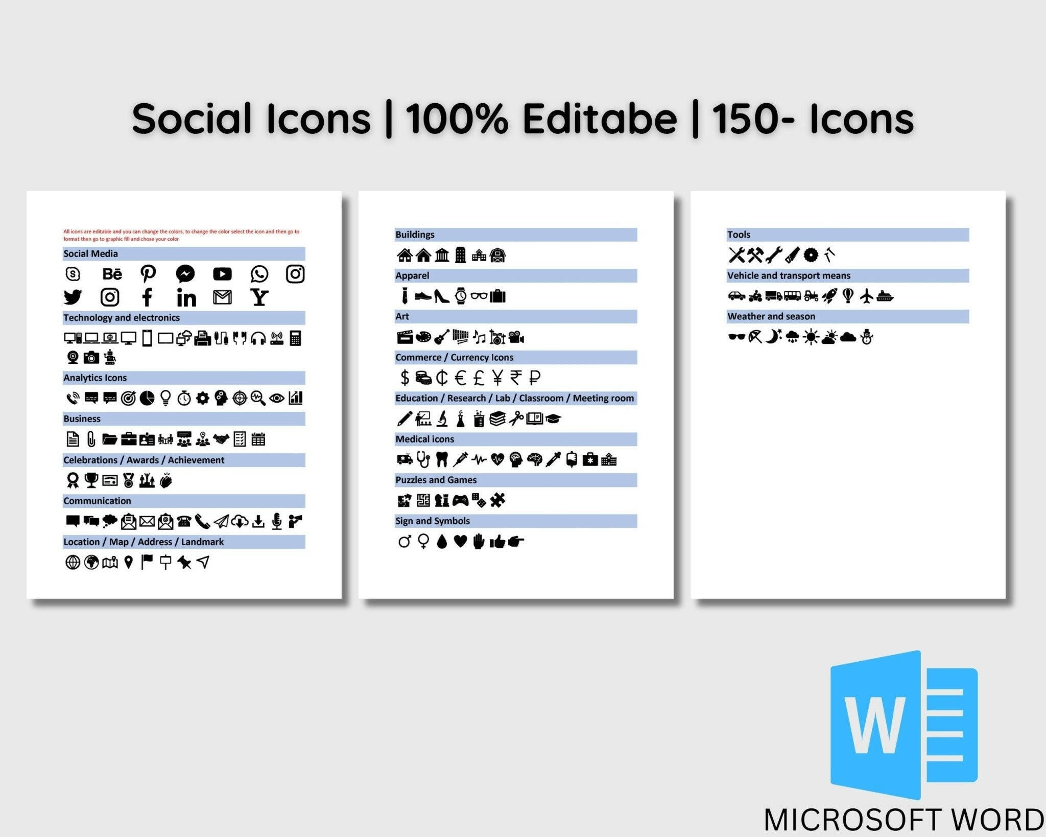 CV Template with 150+ Social Media Icons