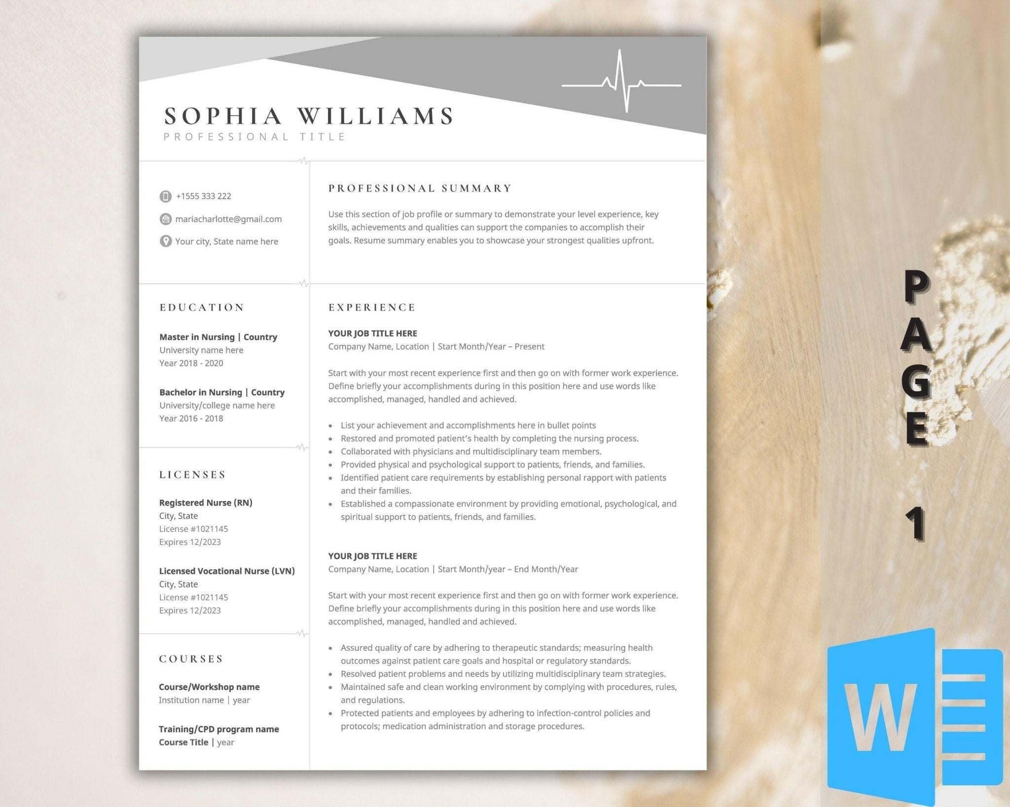1 page Modern CV design with 150 social icons