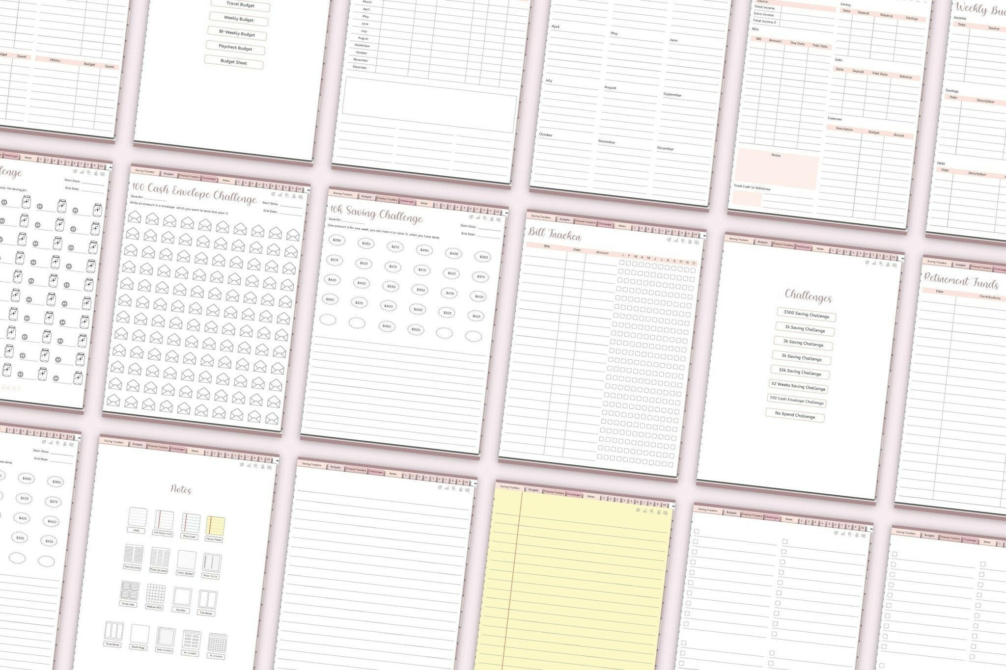 "Monthly view with editable budget and notes section"