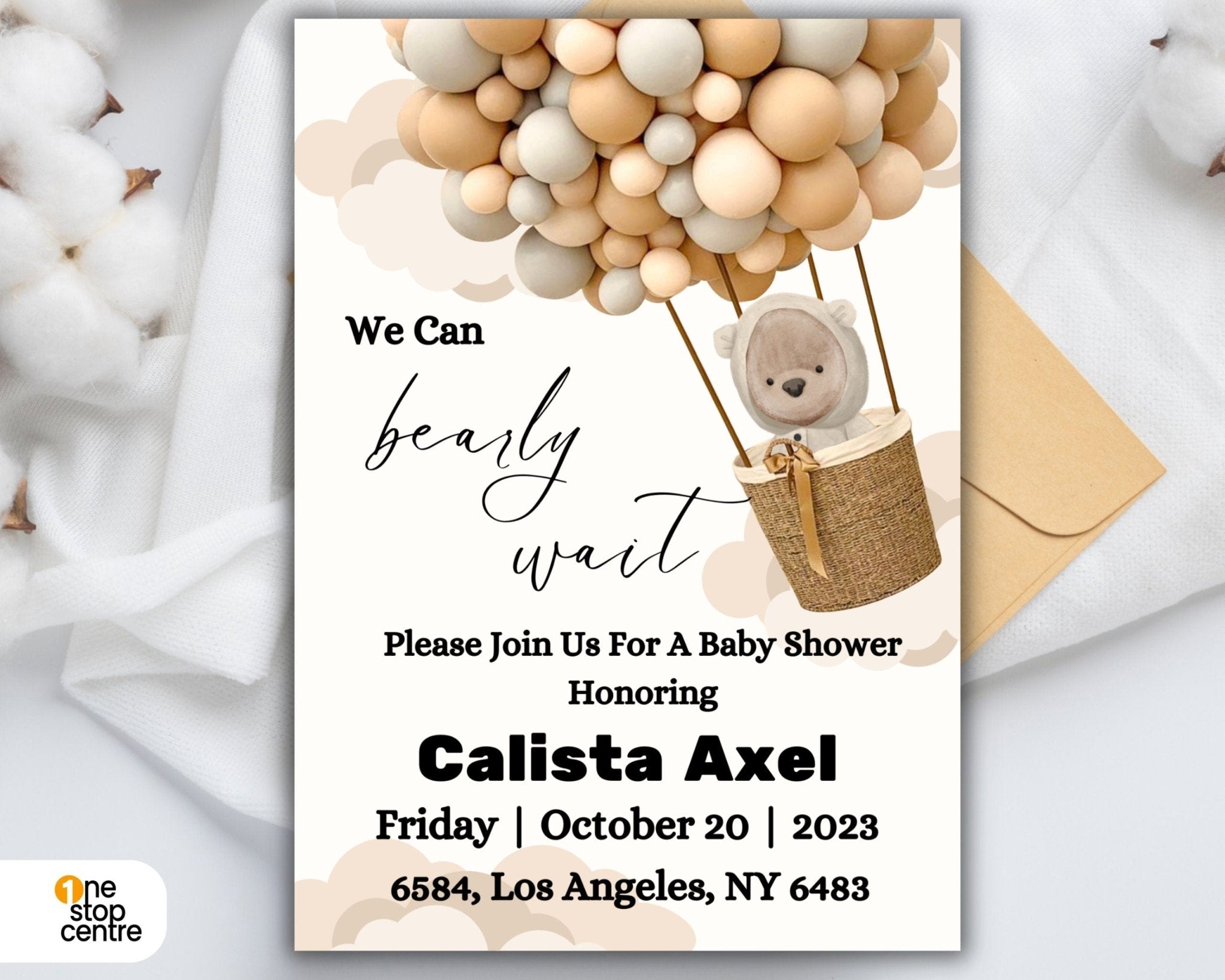 Baby shower template on phone screen