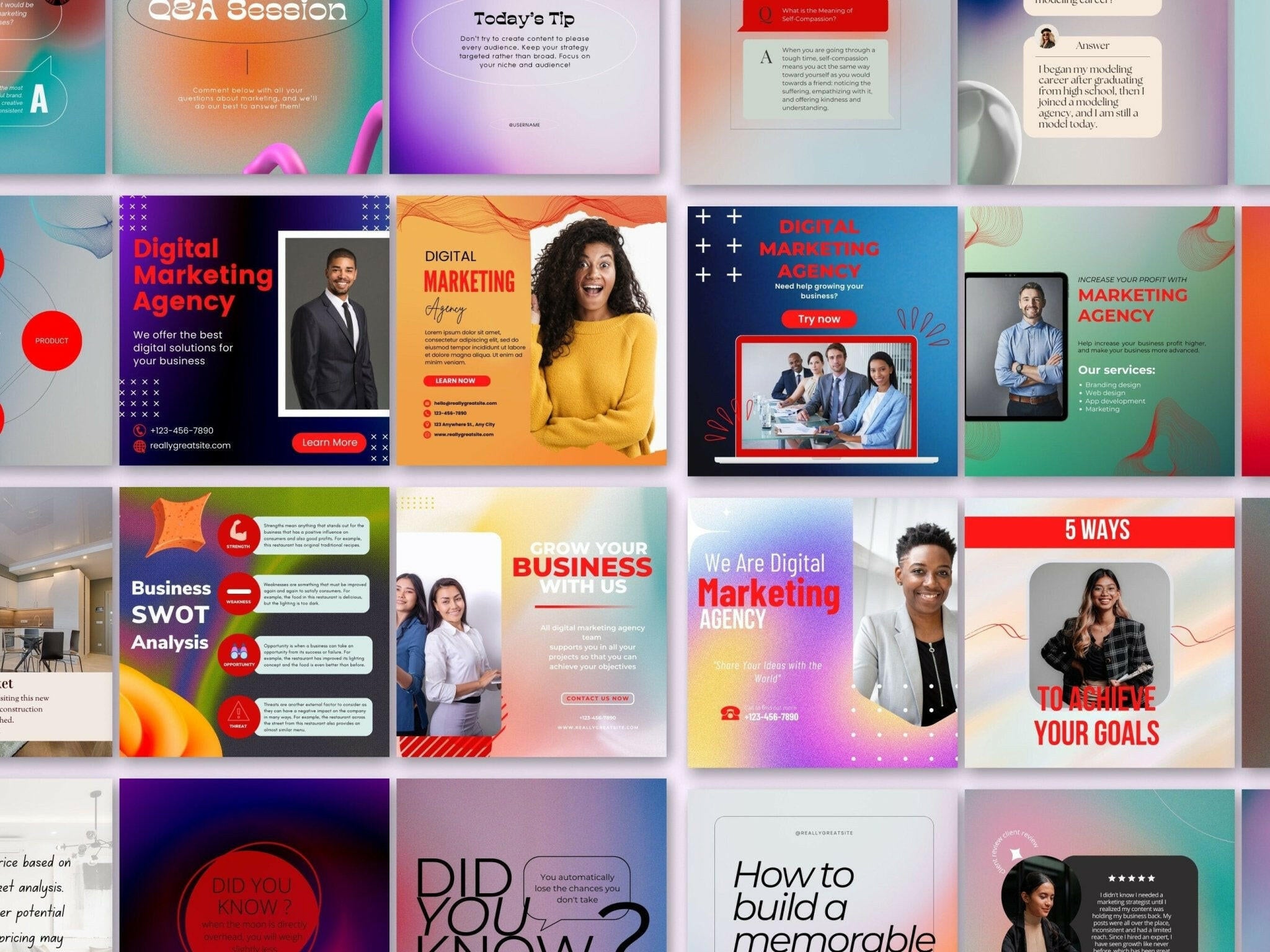 Digital download of colorful gradient marketing pack from OneStopCentre