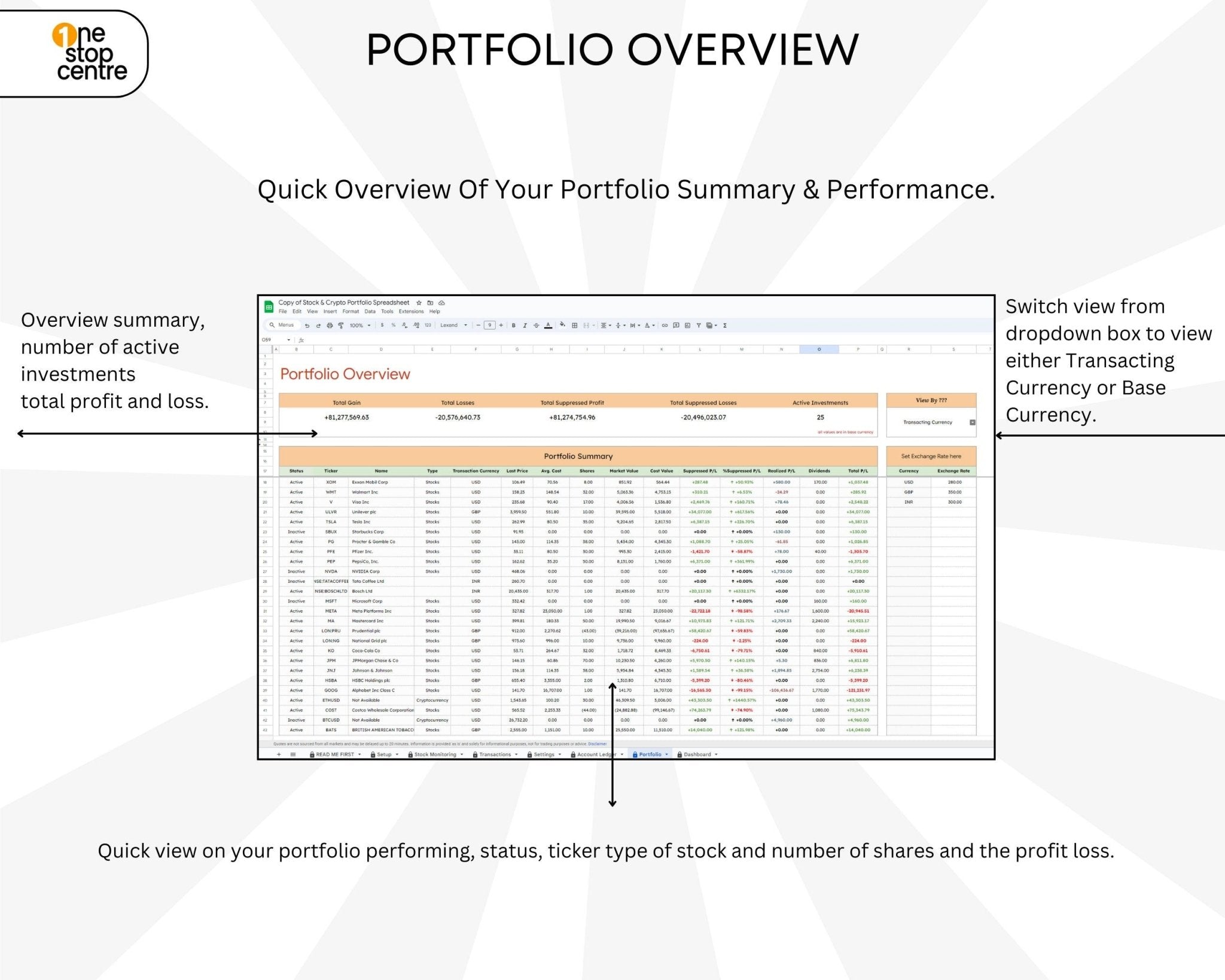 Cash flow tracker section