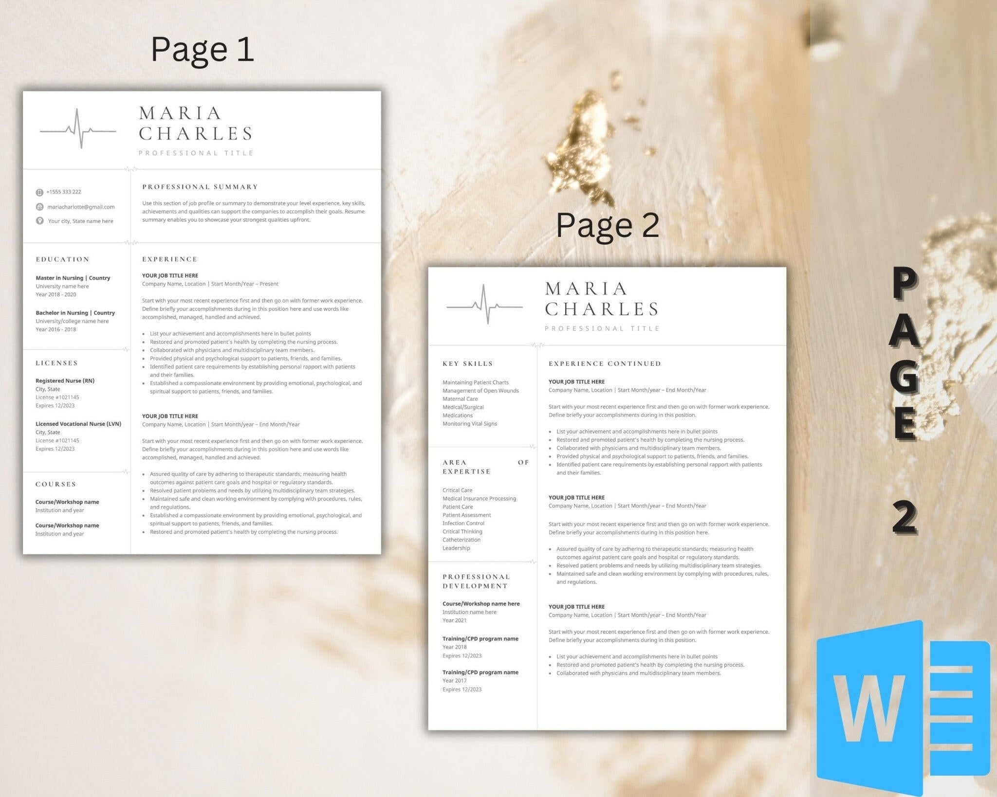 2 pages Clean ATS-friendly CV design