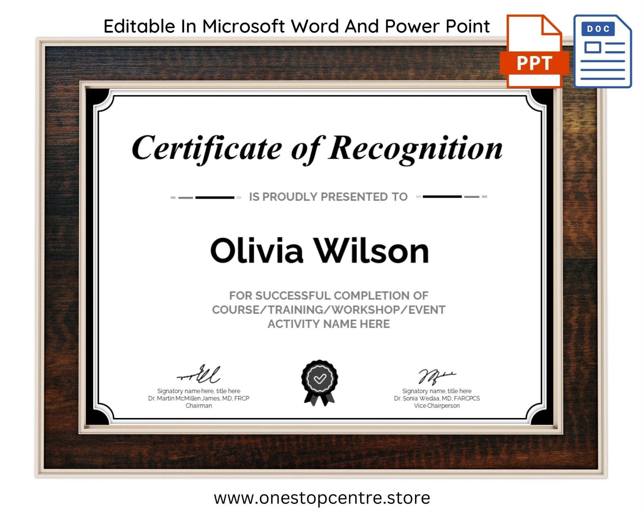 PowerPoint version of professional certificate template