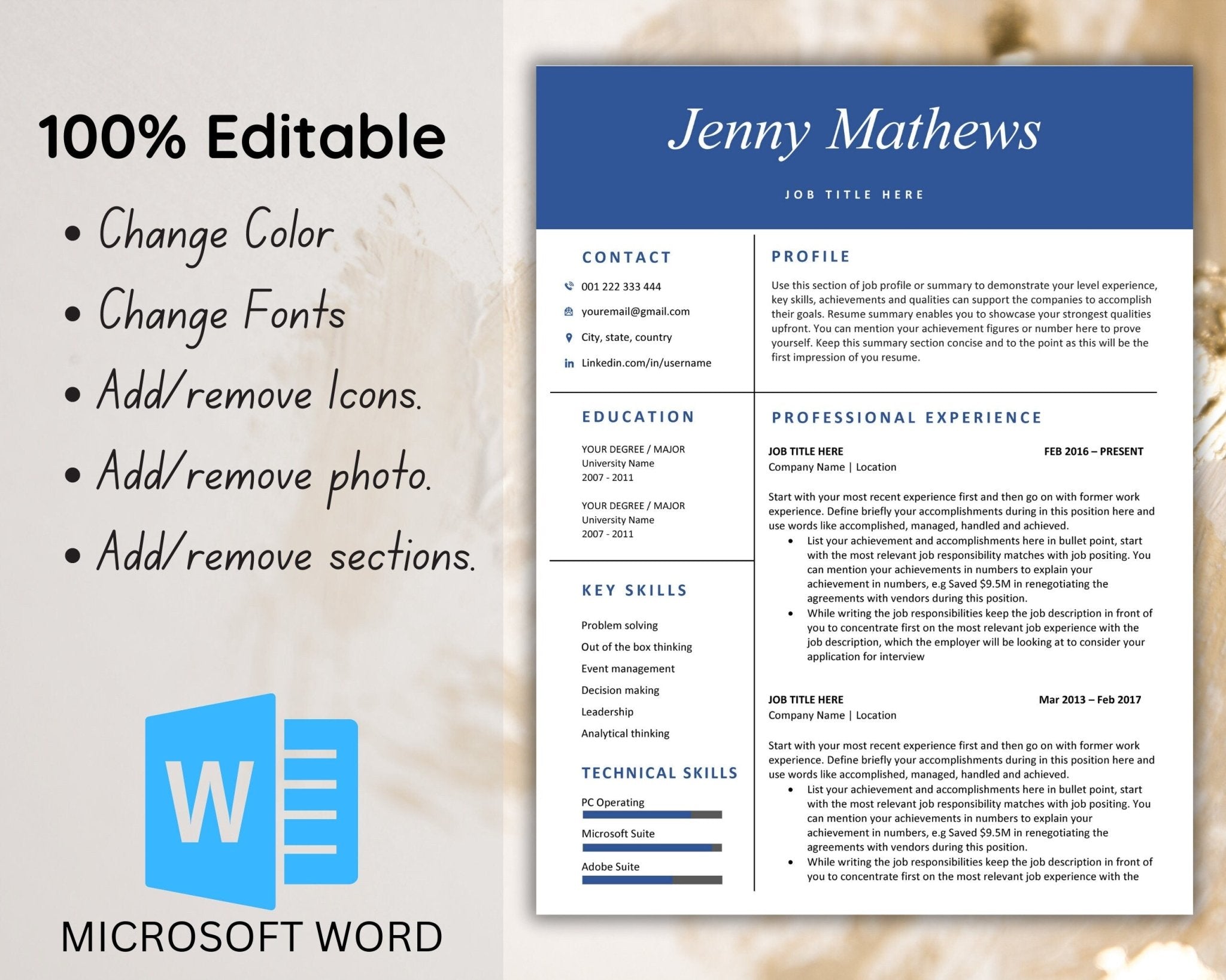 A4 and US Letter resume template bundle