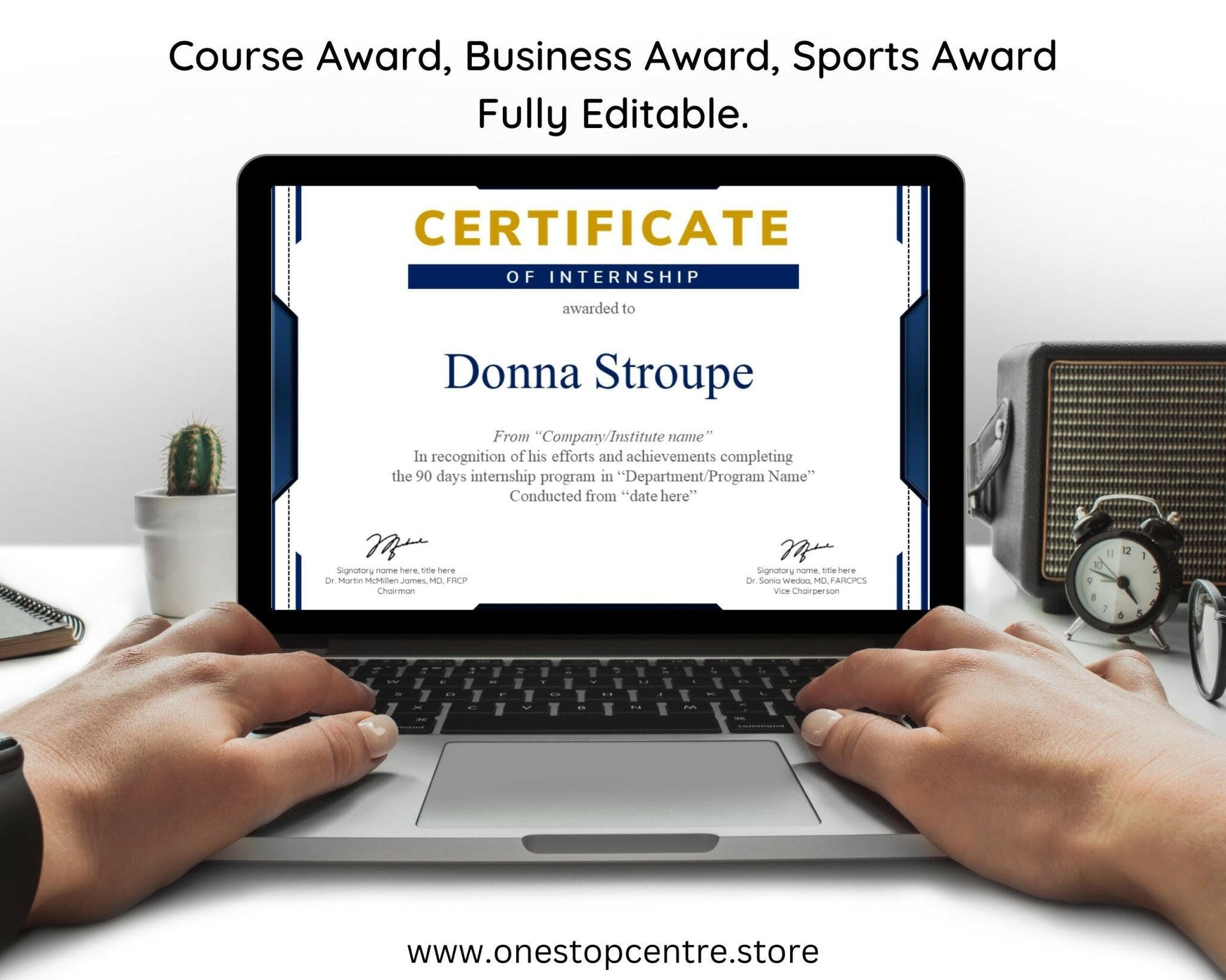 Microsoft Word certificate layout for business use