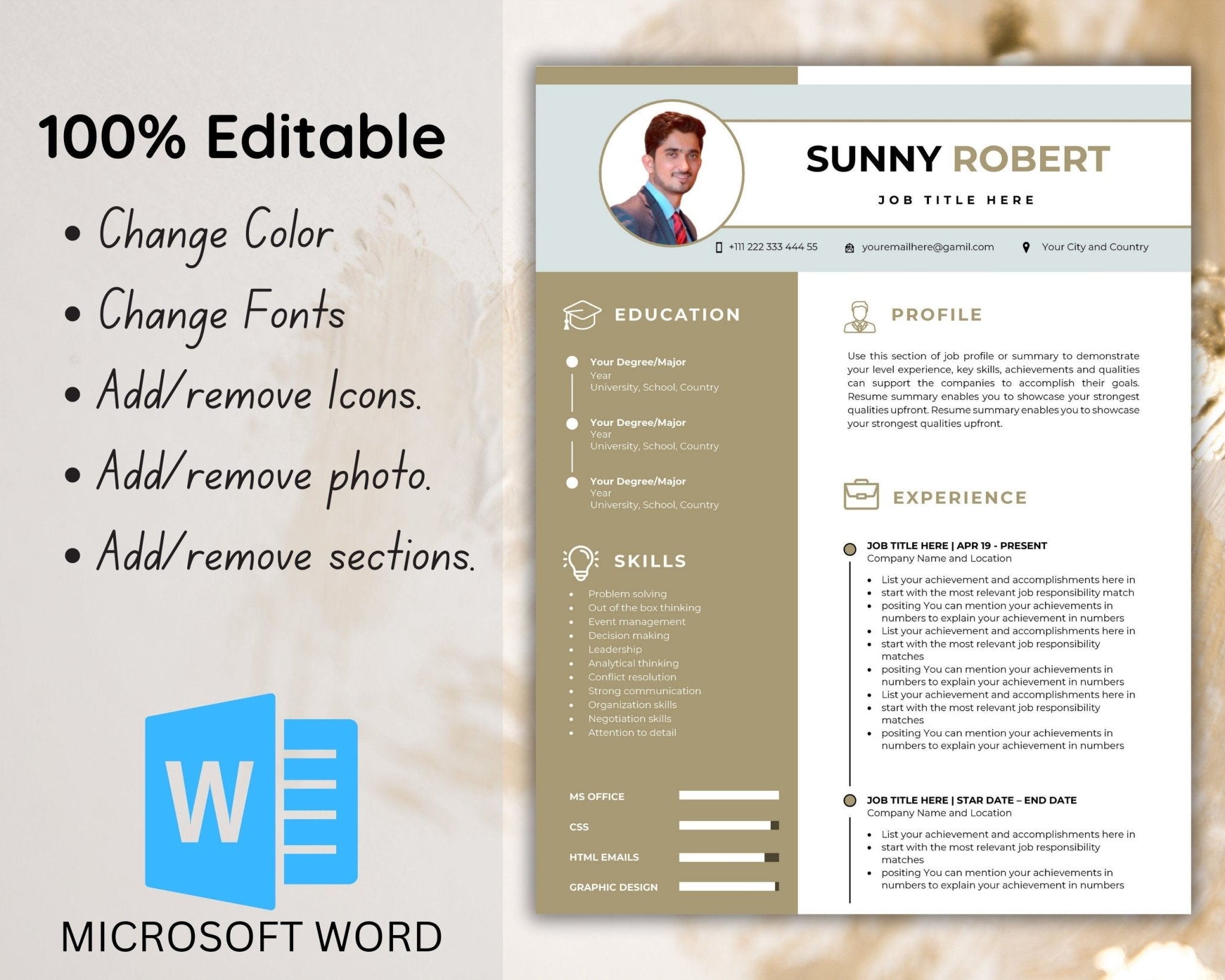 Word resume bundle in US Letter and A4 sizes