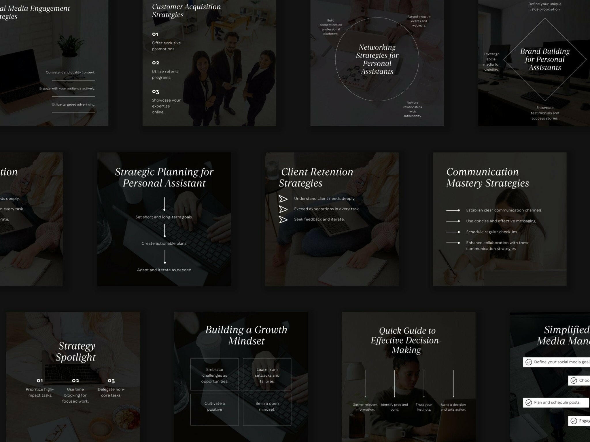 Canva editor showing editable dark theme VA post layout