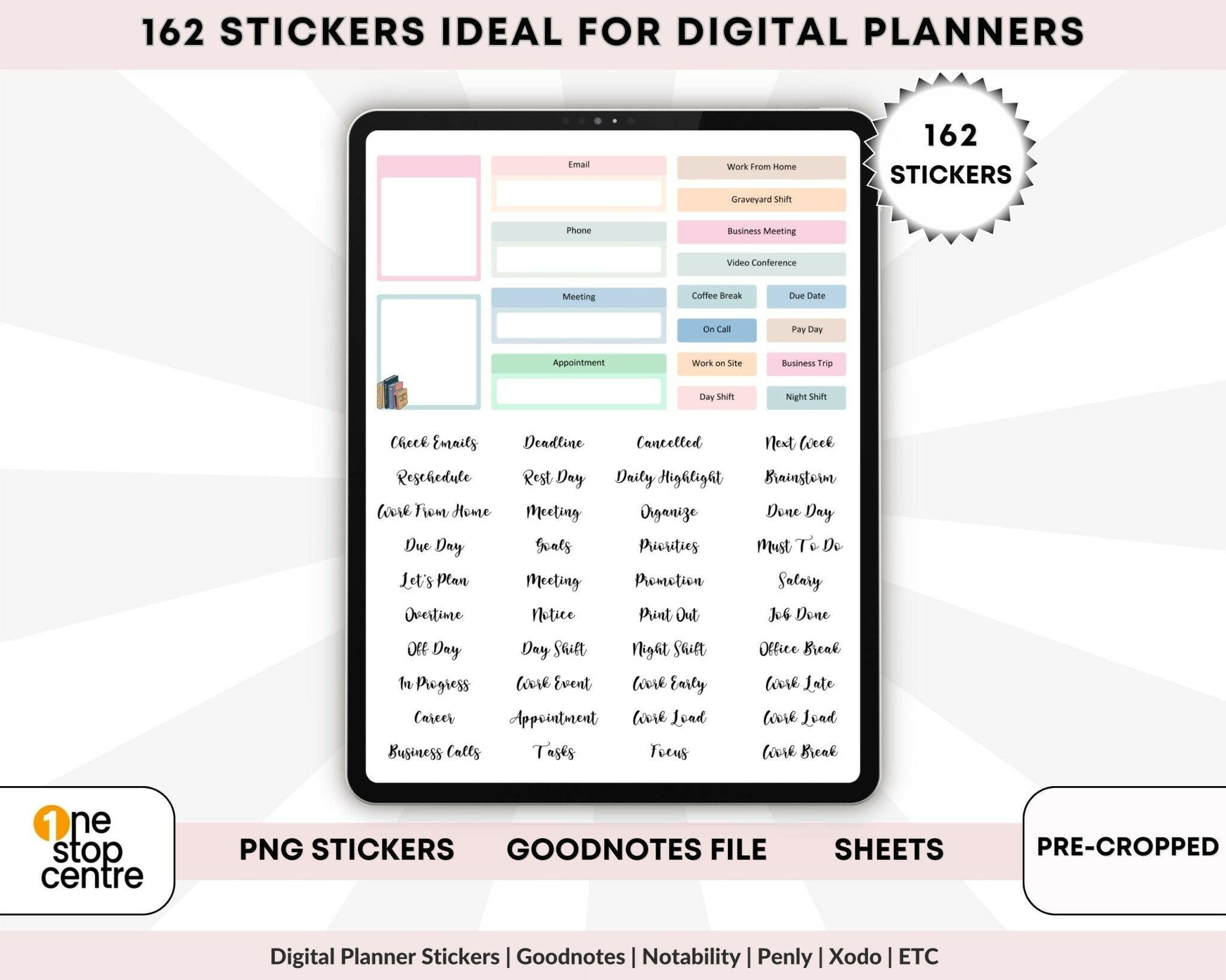 Digital planner stickers for task management and scheduling
