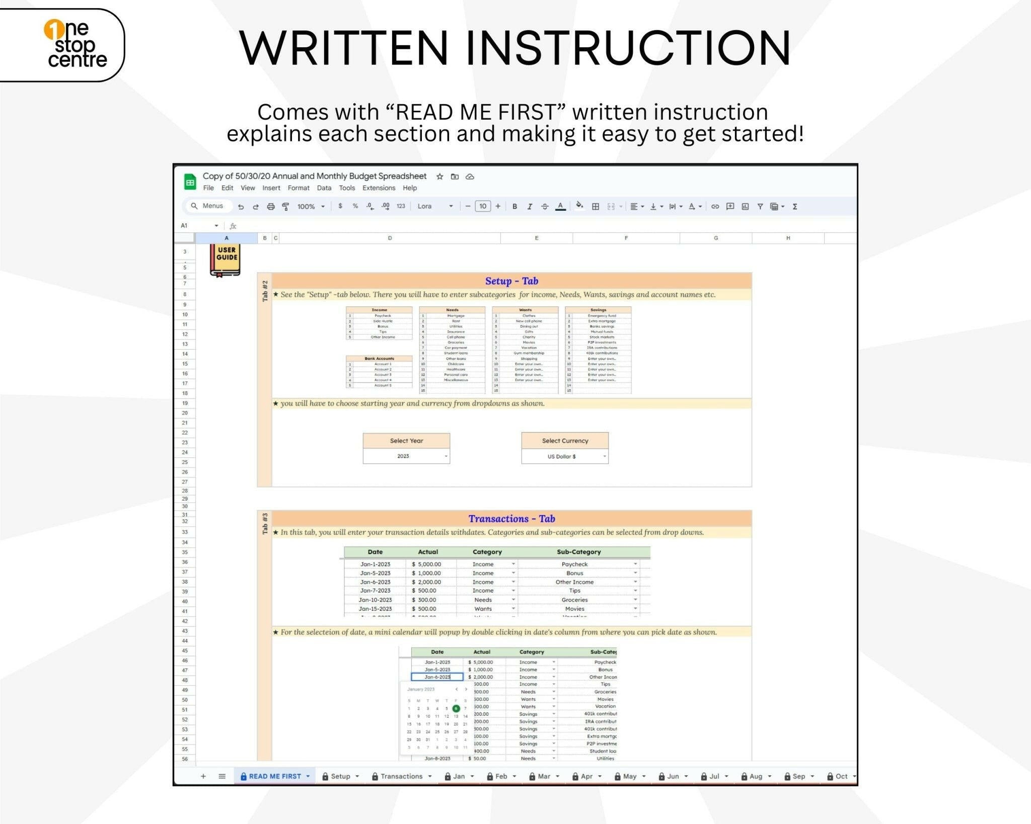 Screenshot of a spreadsheet software interface with text about written instructions.