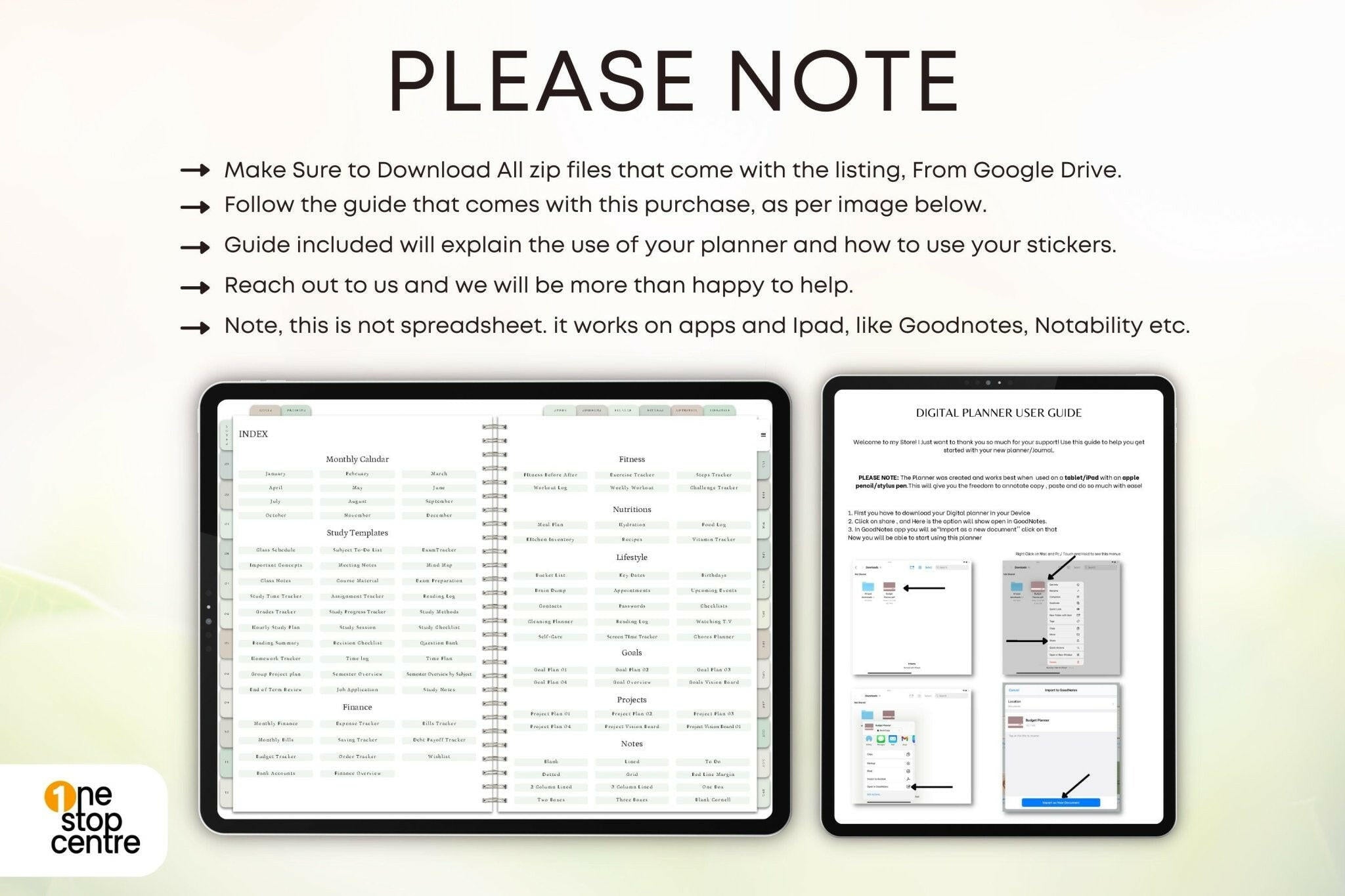 Goodnotes student planner with class schedule and habit tracker daily pages and weekly pages