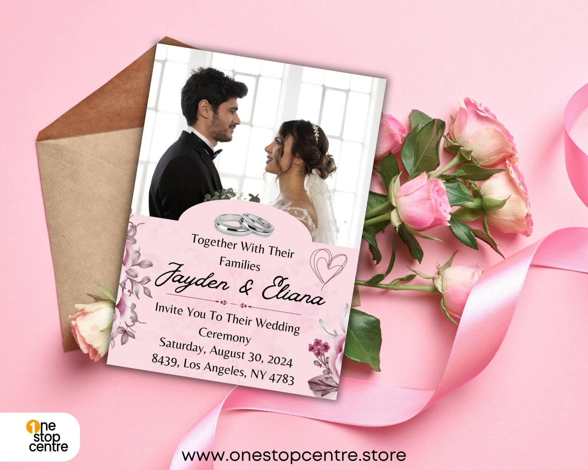Customizable wedding invitation template for modern couples.
