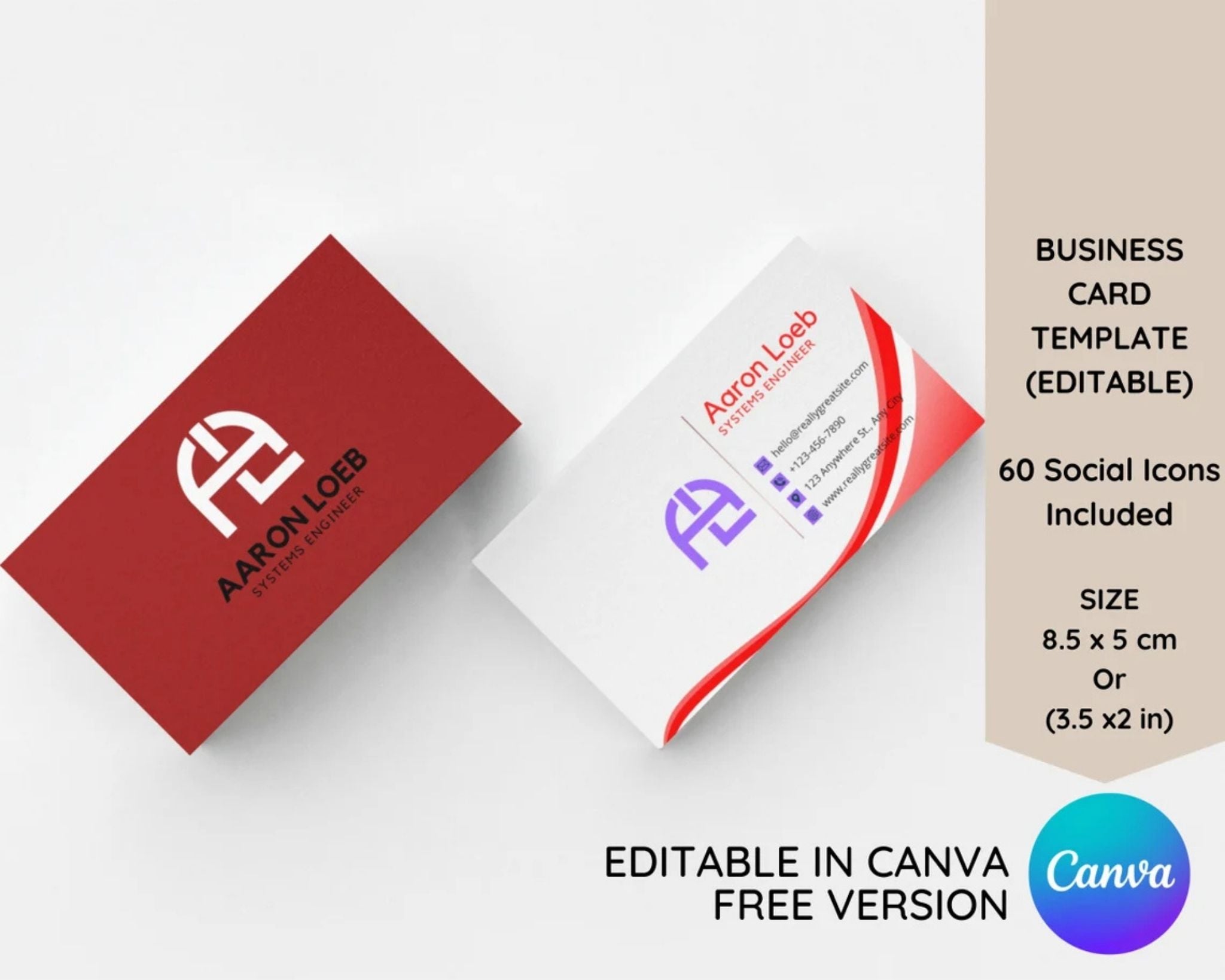 Modern editable business card template in Canva