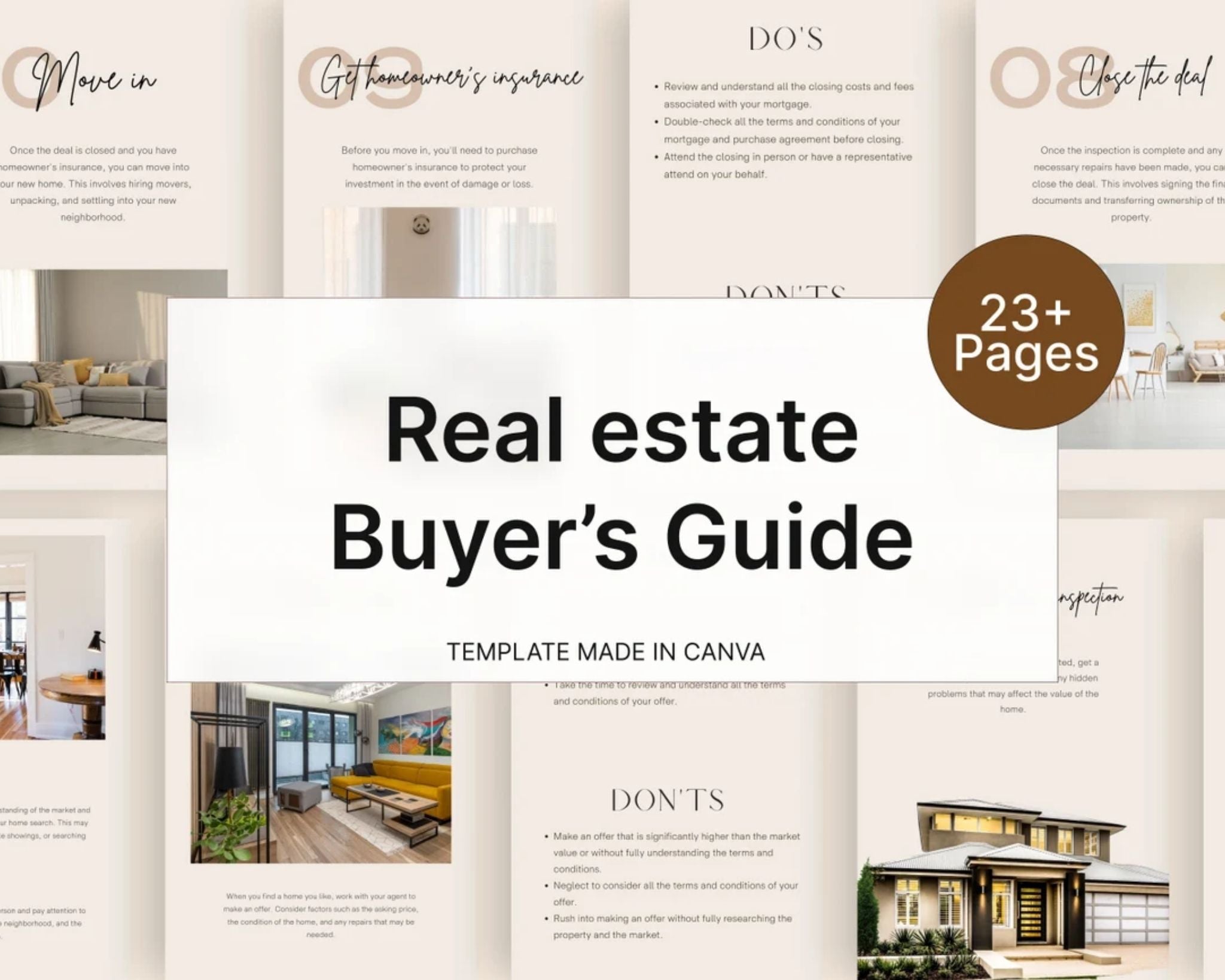 A4 real estate buyer guide cover page template in Canva