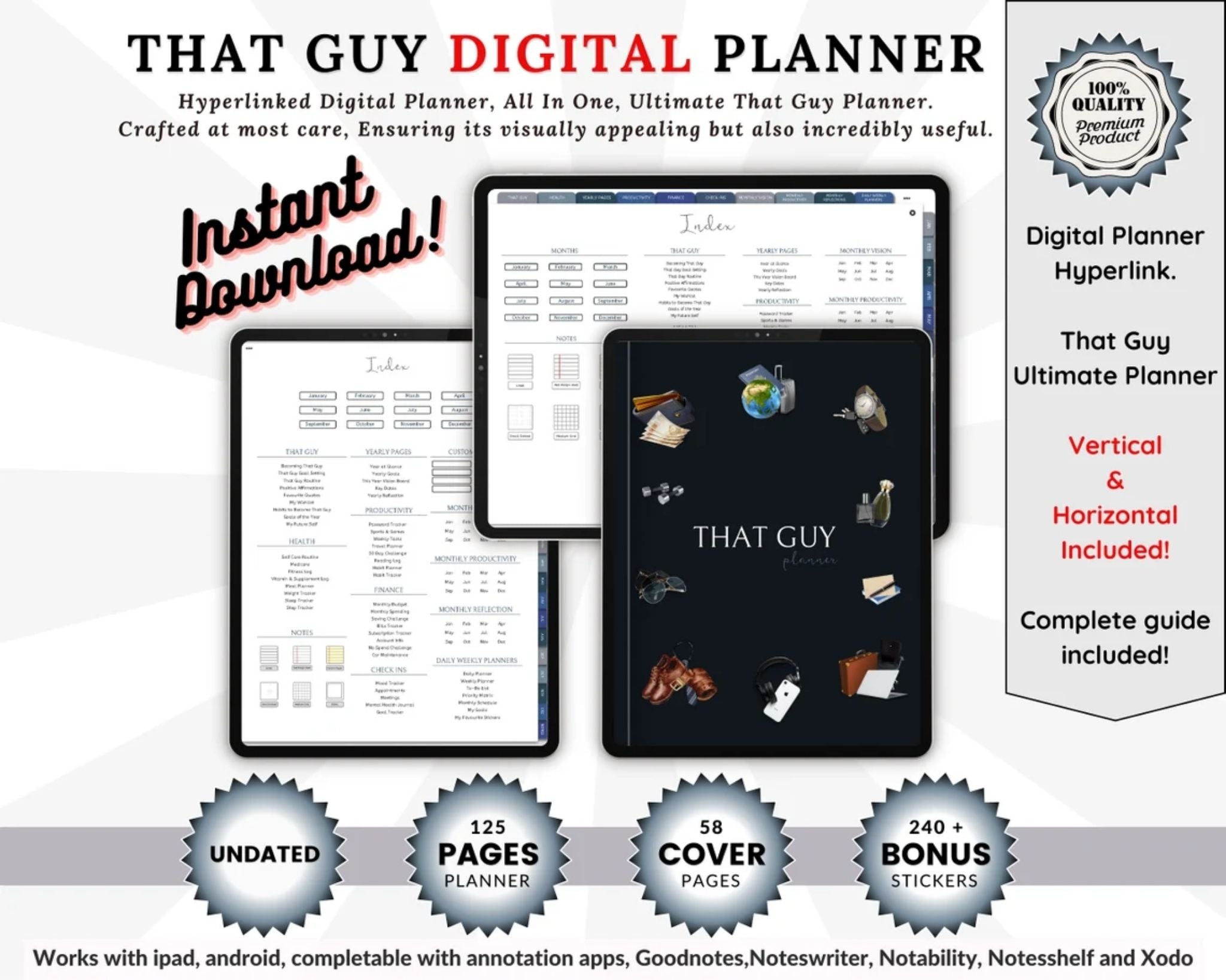 That Guy Digital Planner cover page shown on iPad for GoodNotes and Notability apps
