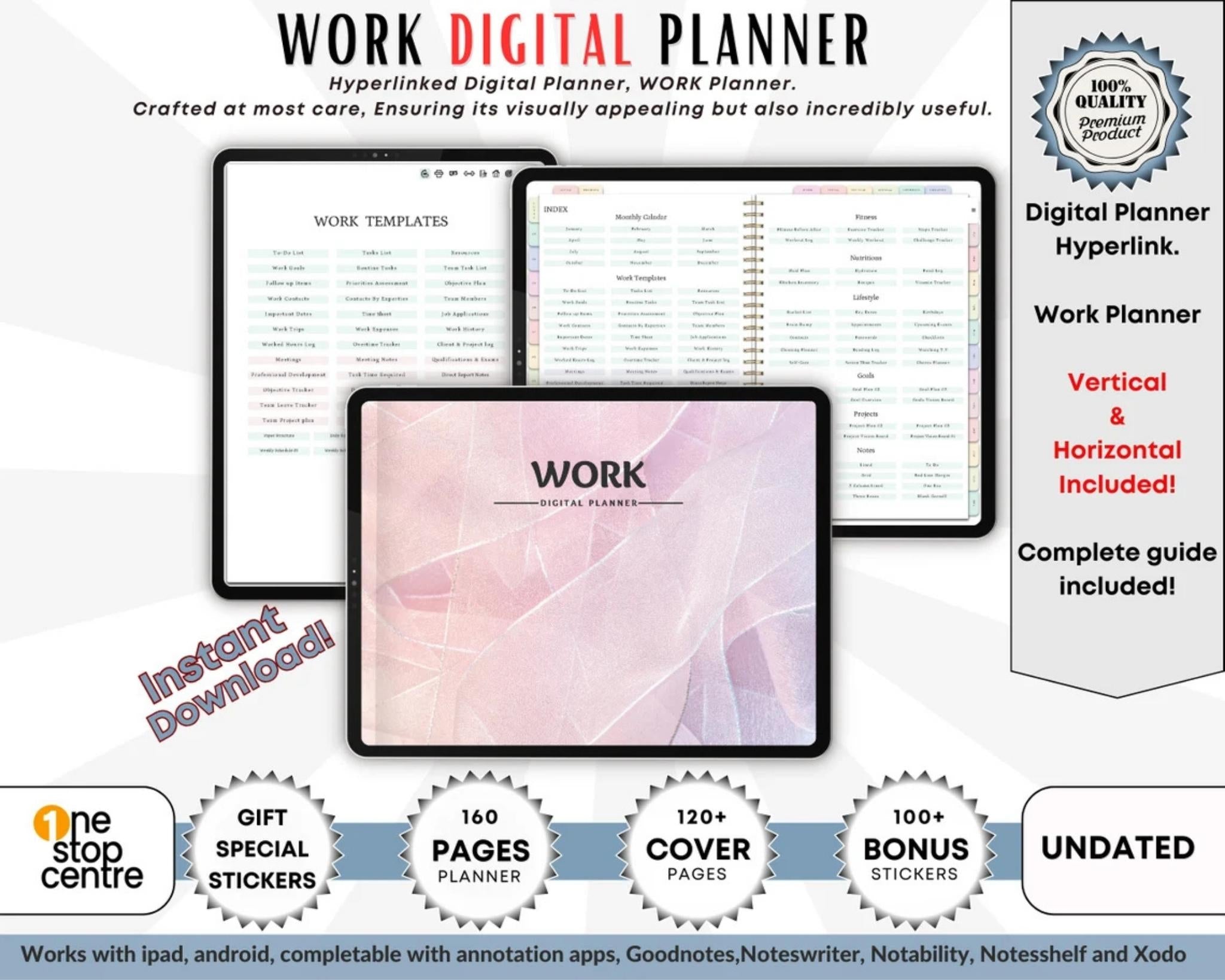 work Digital Planner goodnotes, iPad productivity for work and business tasks