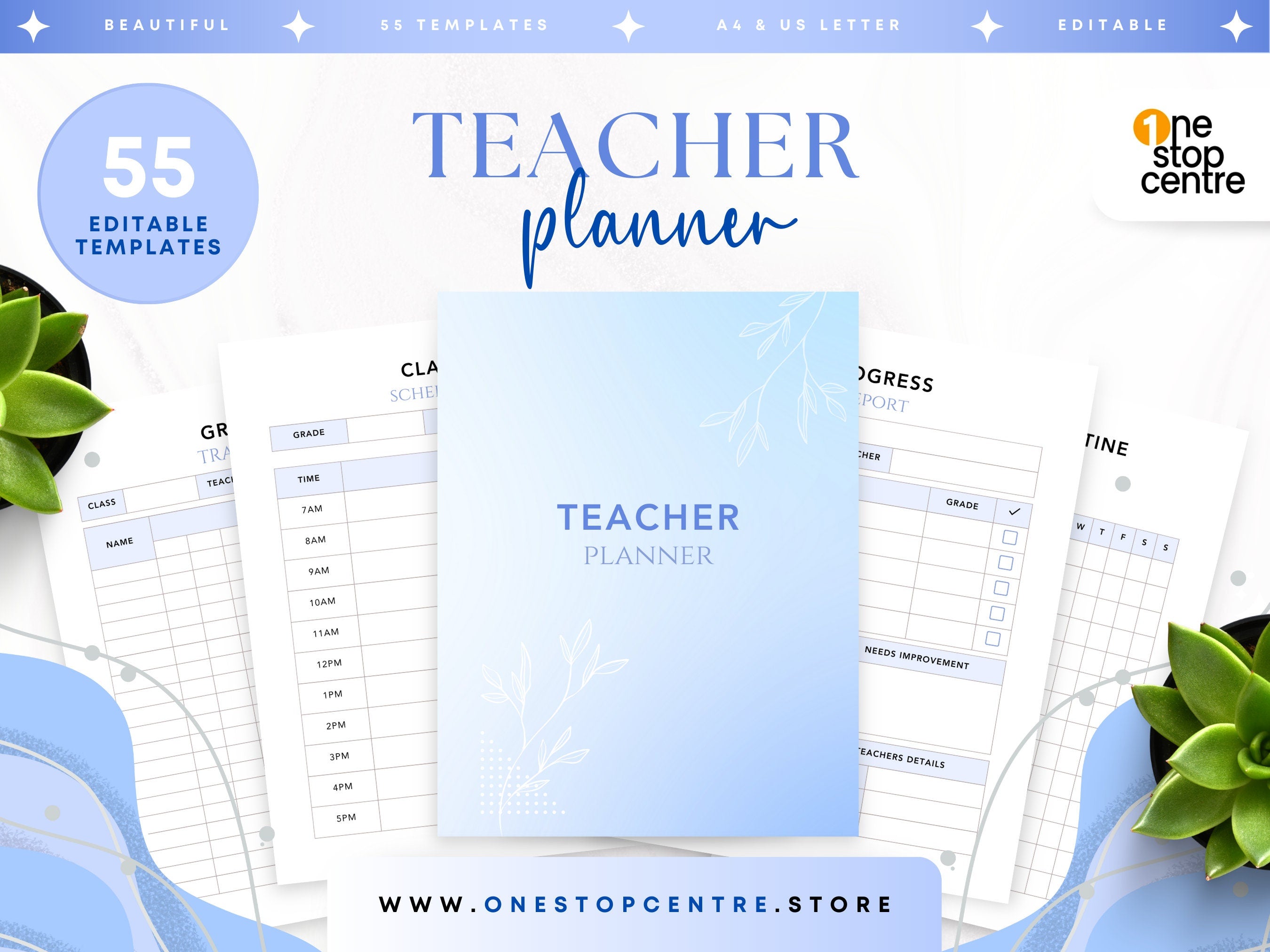 Editable Canva teacher planner bundle