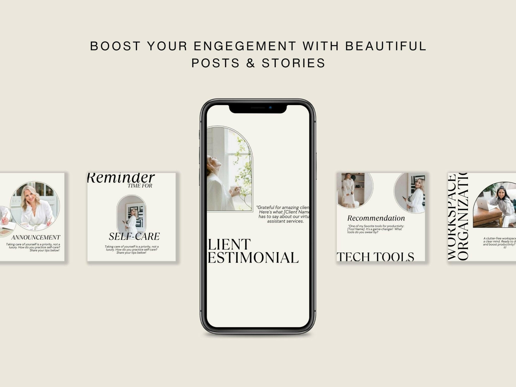 Time management and productivity post designs for VAs