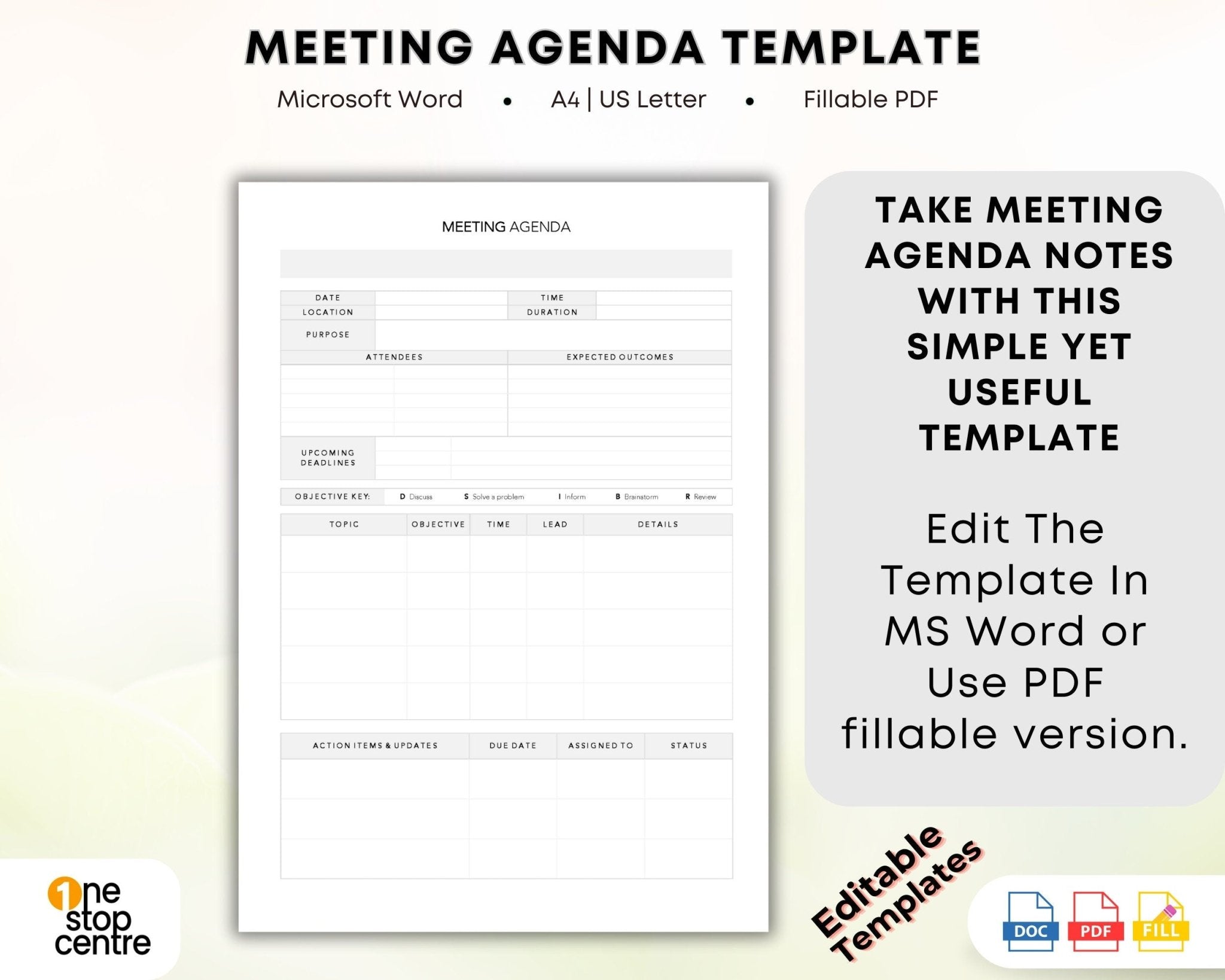 Fillable PDF meeting notes template