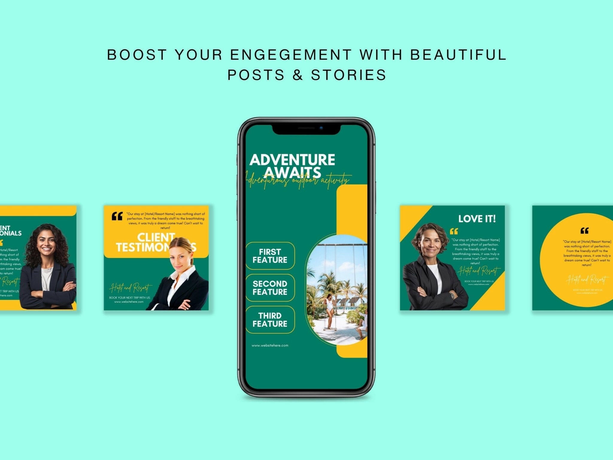 Customizable Instagram templates for hotels and resorts
