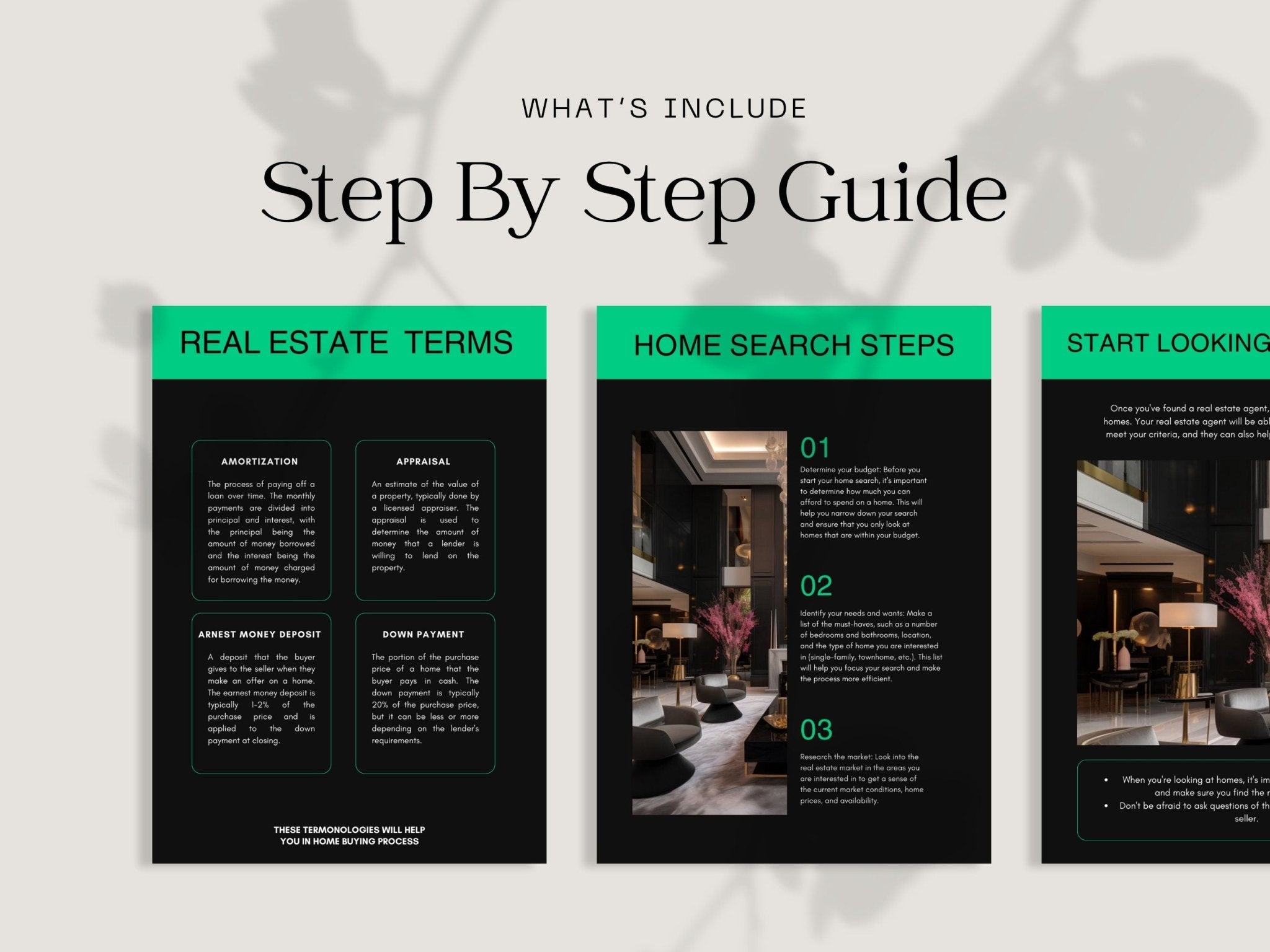 Cover page design of real estate buyer guide showing modern layout