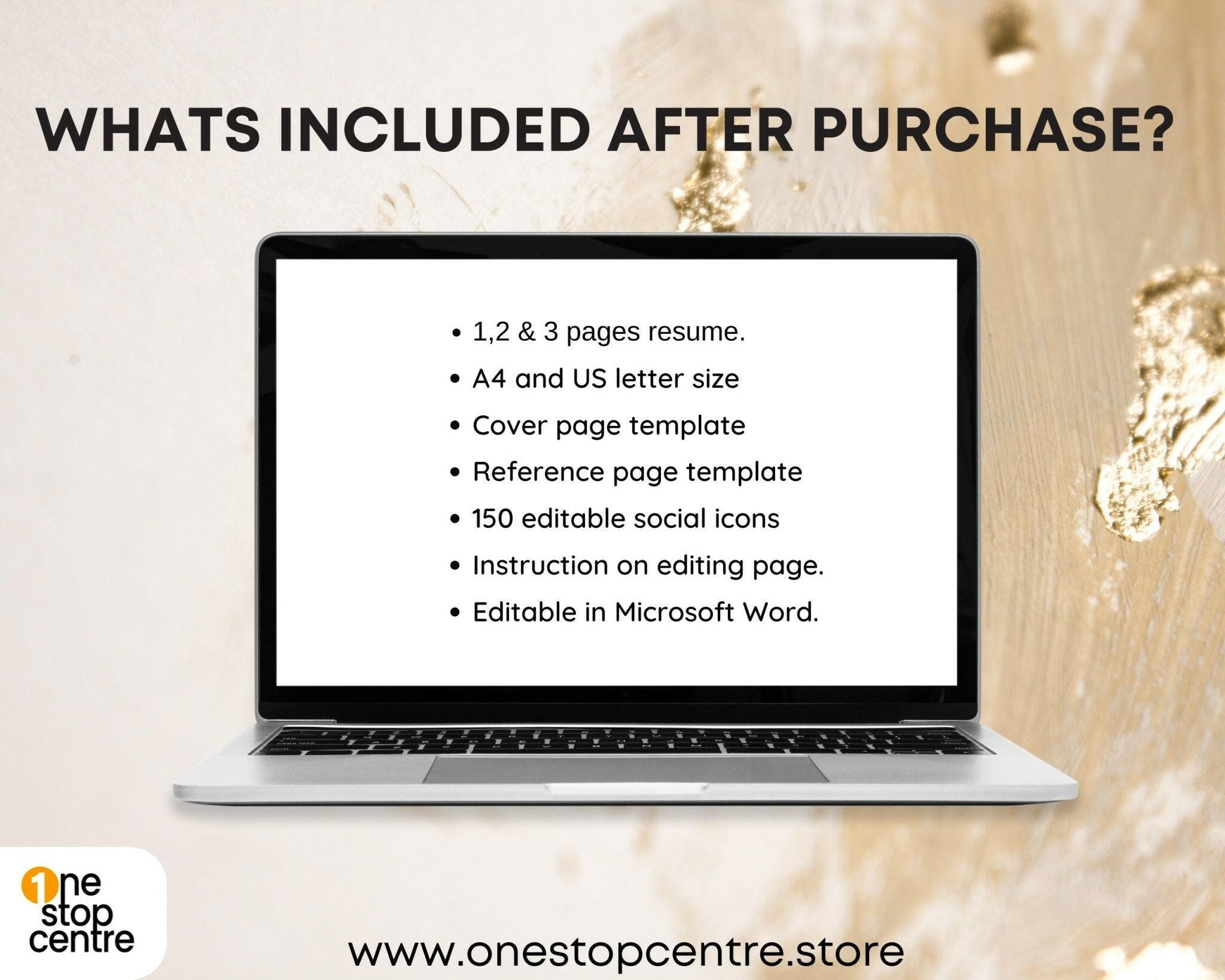 CV template 1-3 pages with matching cover letter and reference page 