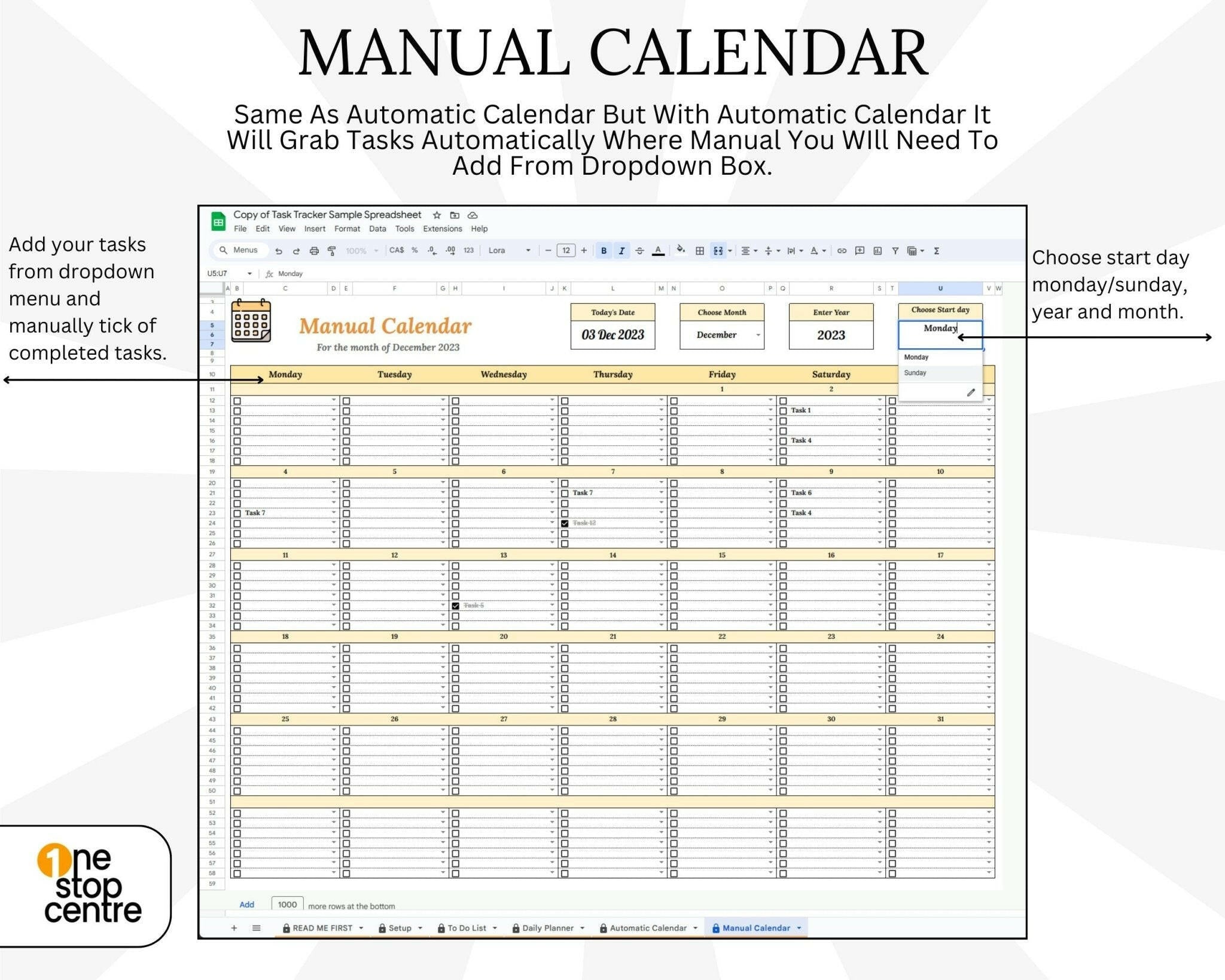 Digital Google Sheets task tracker for goal setting