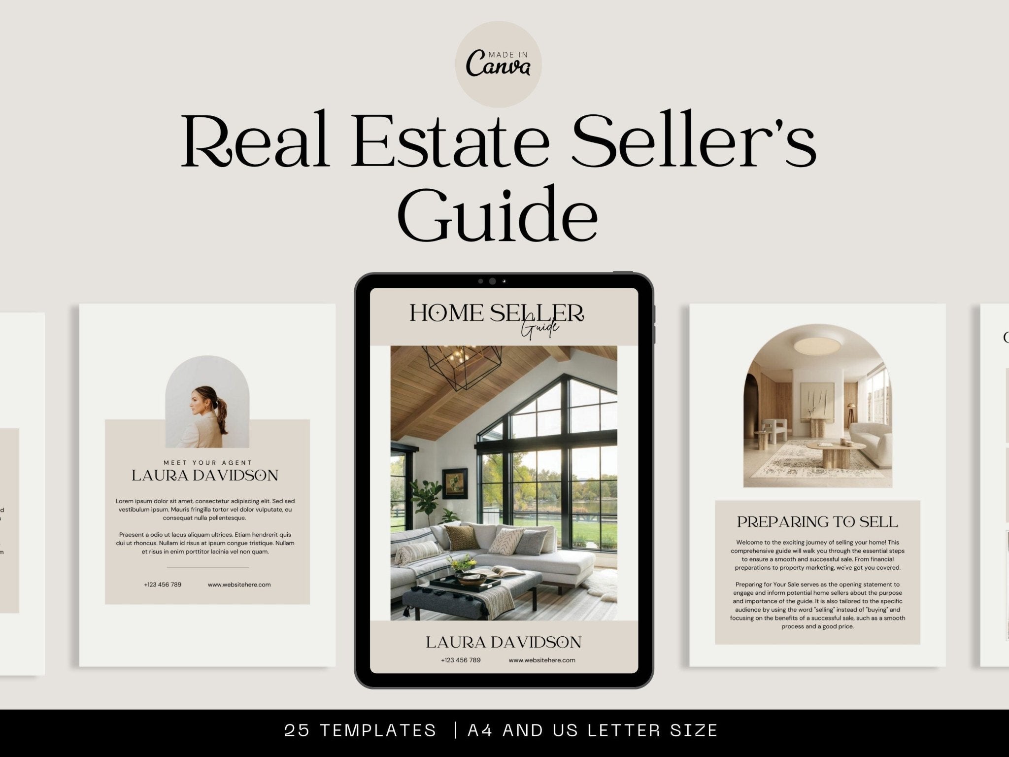 Editable real estate home seller guide template in Canva