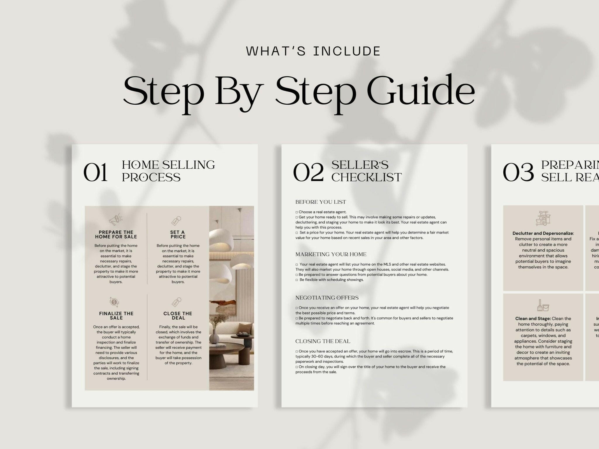 Buyer guide template featuring home search steps and budgeting tips