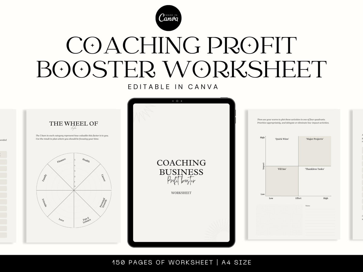 150 Coaching Worksheets Canva Templates for Life Coaches