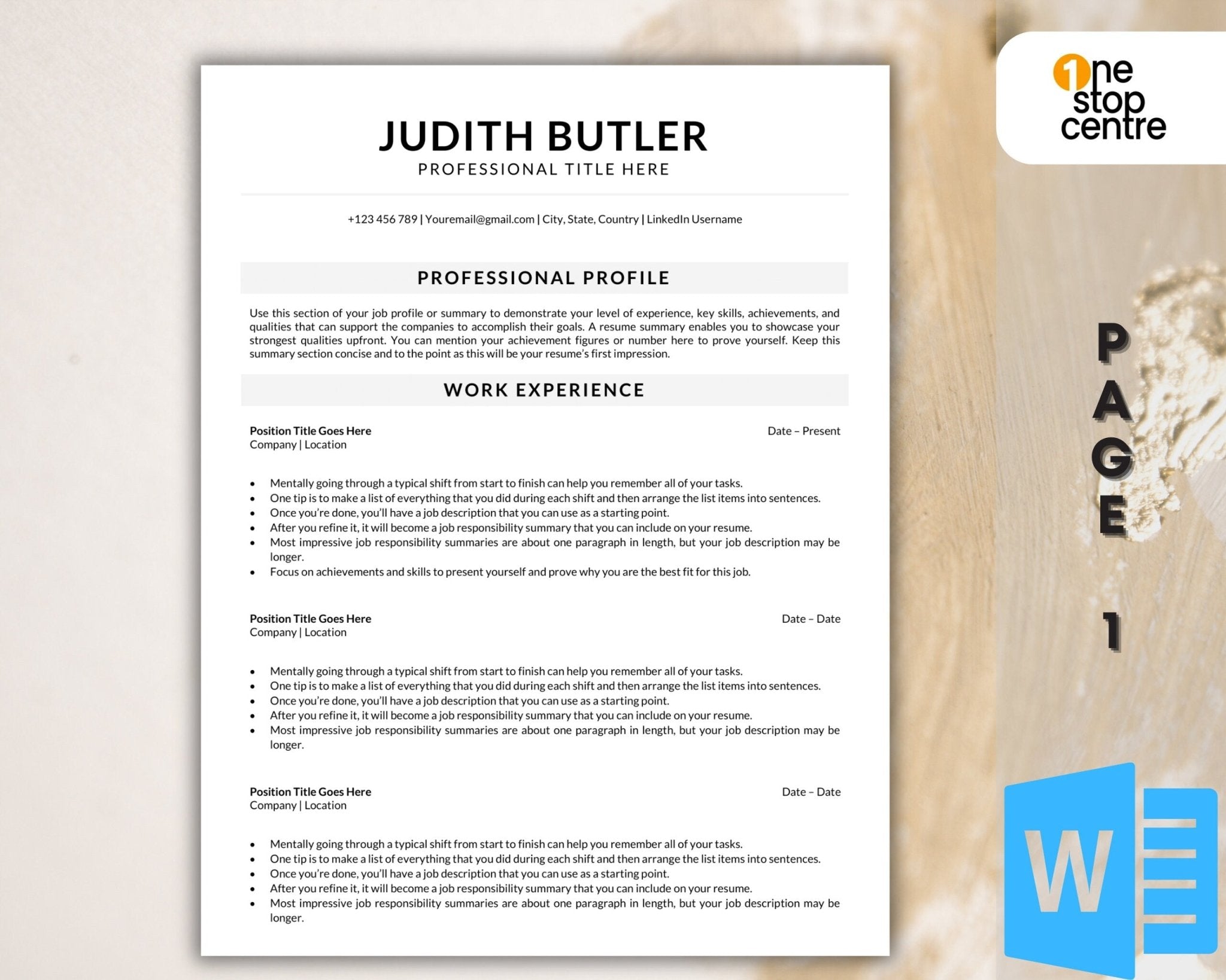 Minimalist CV design with cover letter and reference