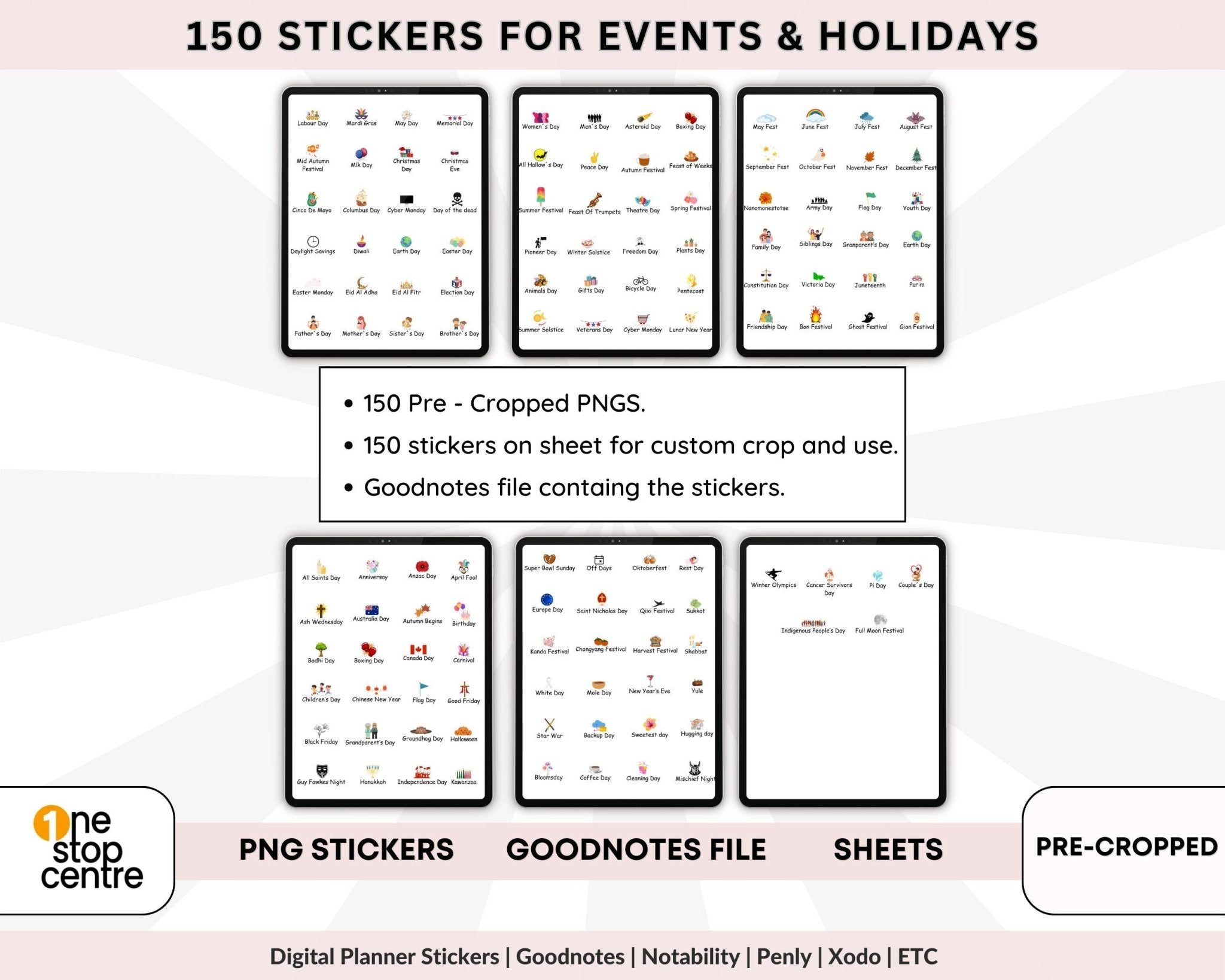 digital planner stickers bundle for event and holidays 