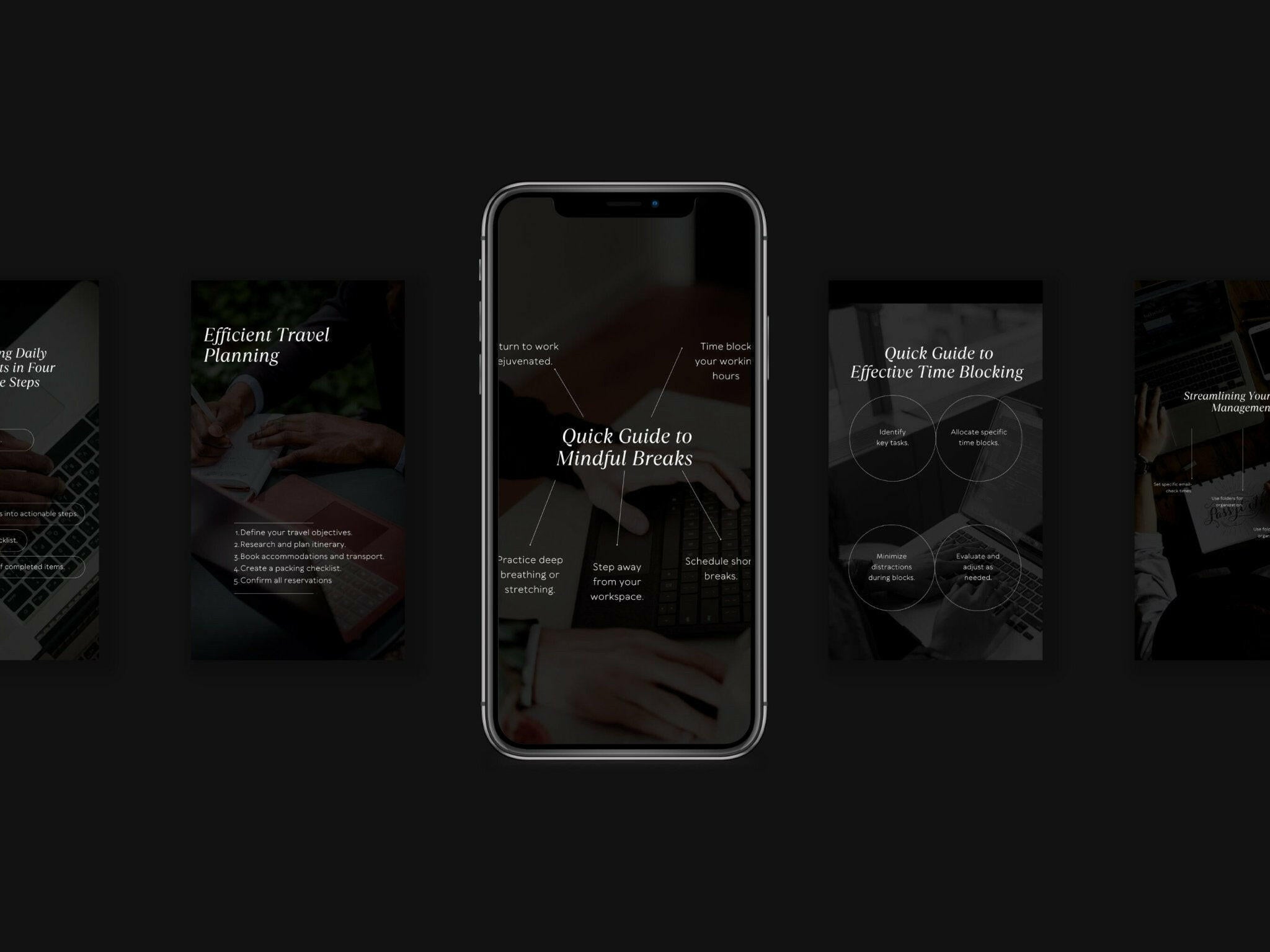 Instagram Stories dark theme templates for Virtual Assistants