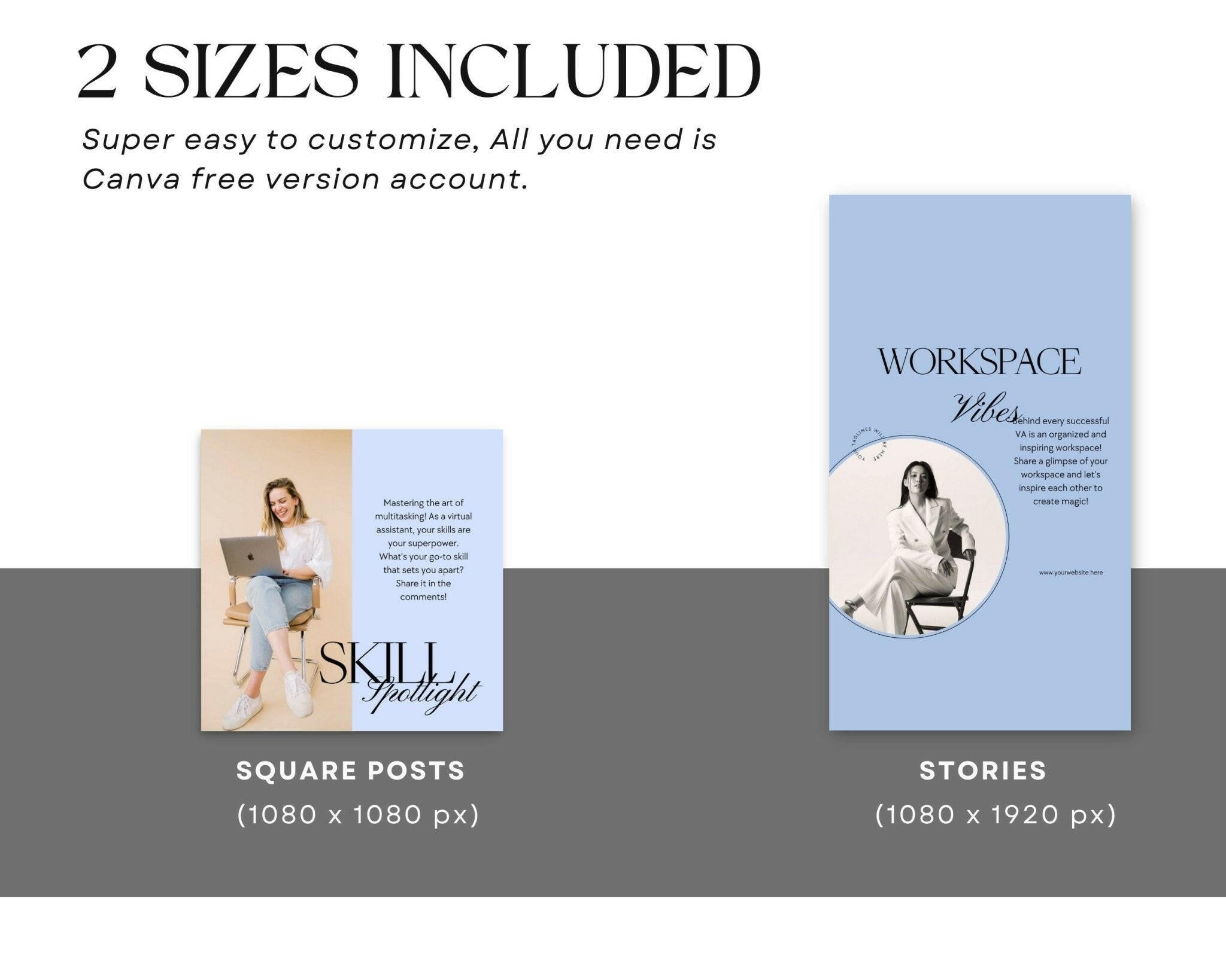 Social media content planner templates for VAs two sizes included 